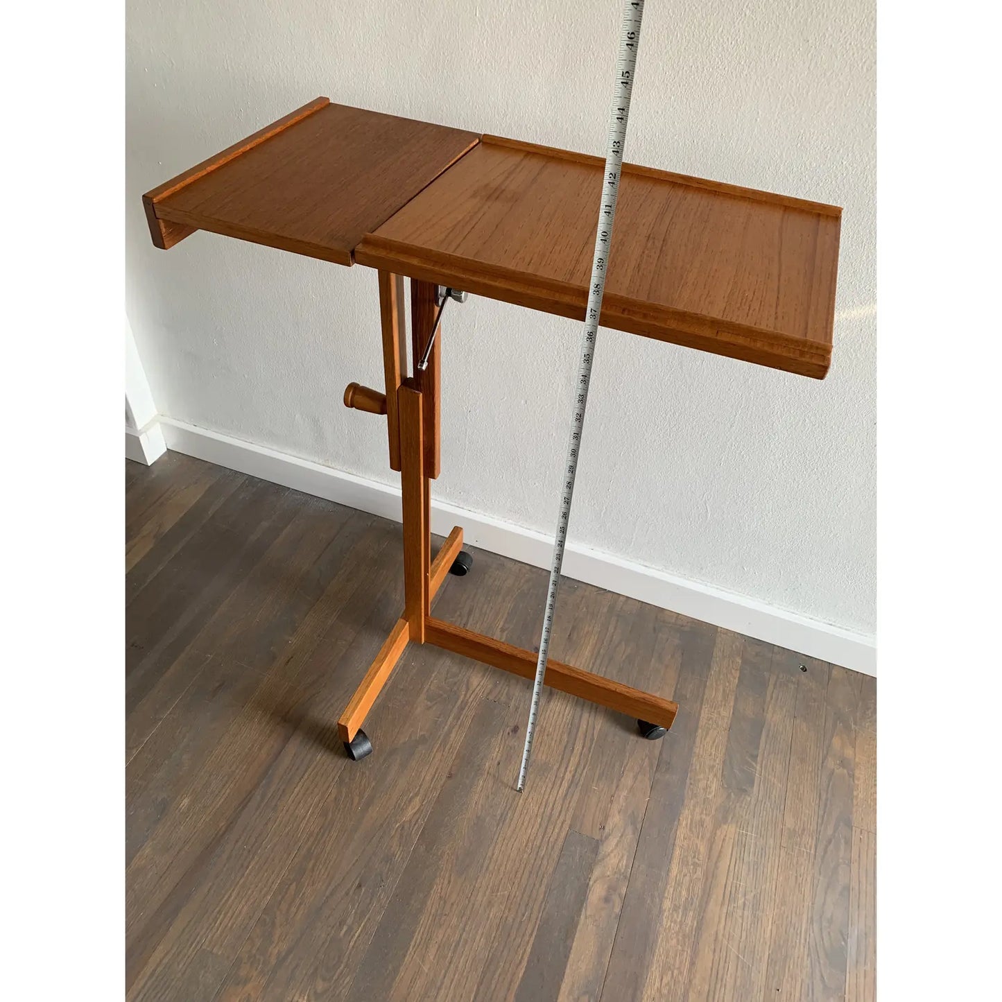 Mid-Century Modern Furbo Spottrup Adjustable Teak Rolling Table Music Stand