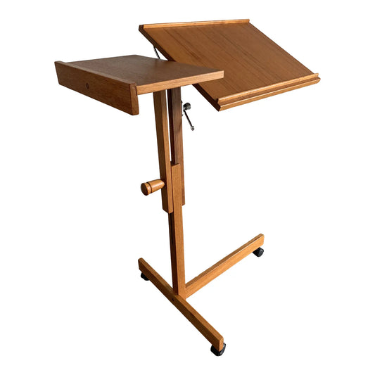 Mid-Century Modern Furbo Spottrup Adjustable Teak Rolling Table Music Stand