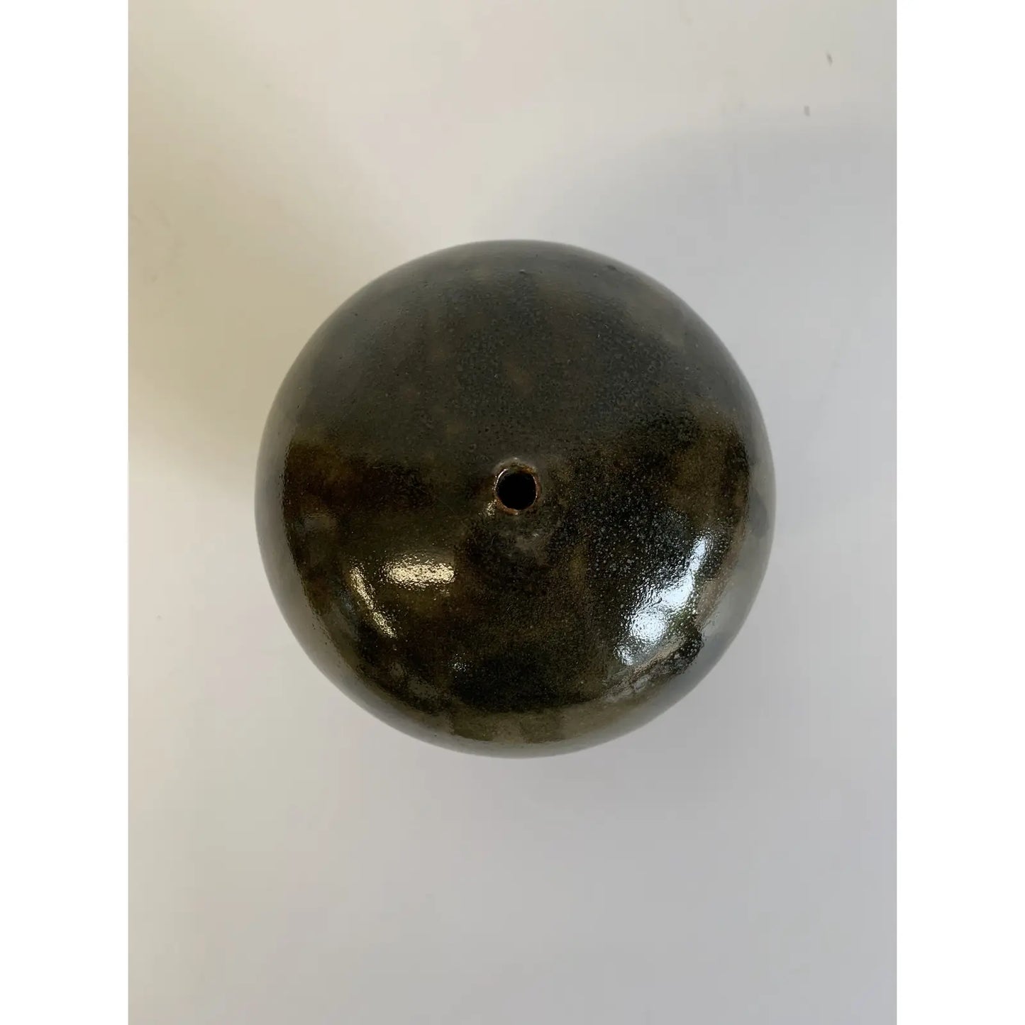 Mid-Century Modern Green Brown Glaze Ceramic Weedpot