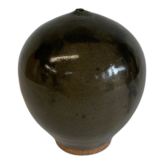 Mid-Century Modern Green Brown Glaze Ceramic Weedpot