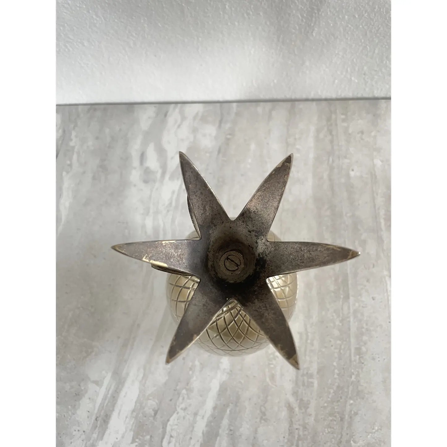 Mid-Century Modern Heavy Brass Metal Pineapple Container Sculpture