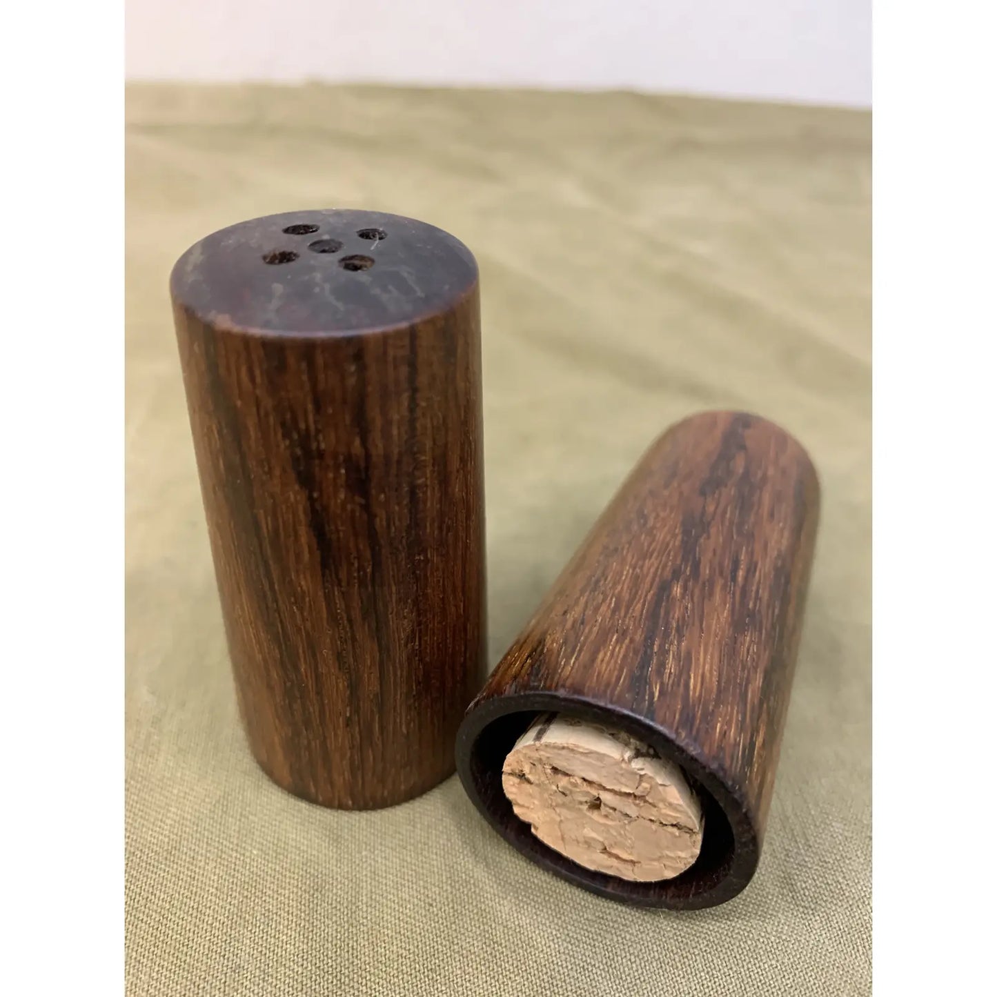 Mid-Century Modern Rosewood Salt & Pepper Shakers Set- 2 Pieces