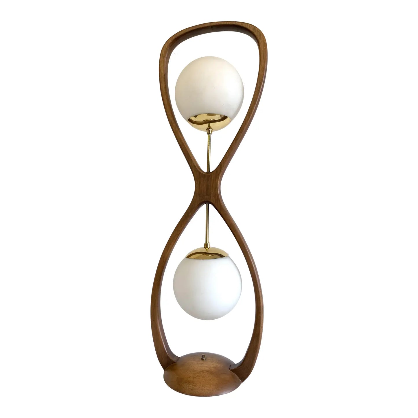 Mid-Century Modern Sculptural Walnut Globe Lamp