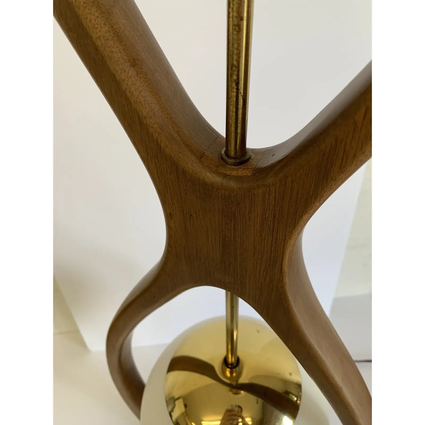 Mid-Century Modern Sculptural Walnut Globe Lamp