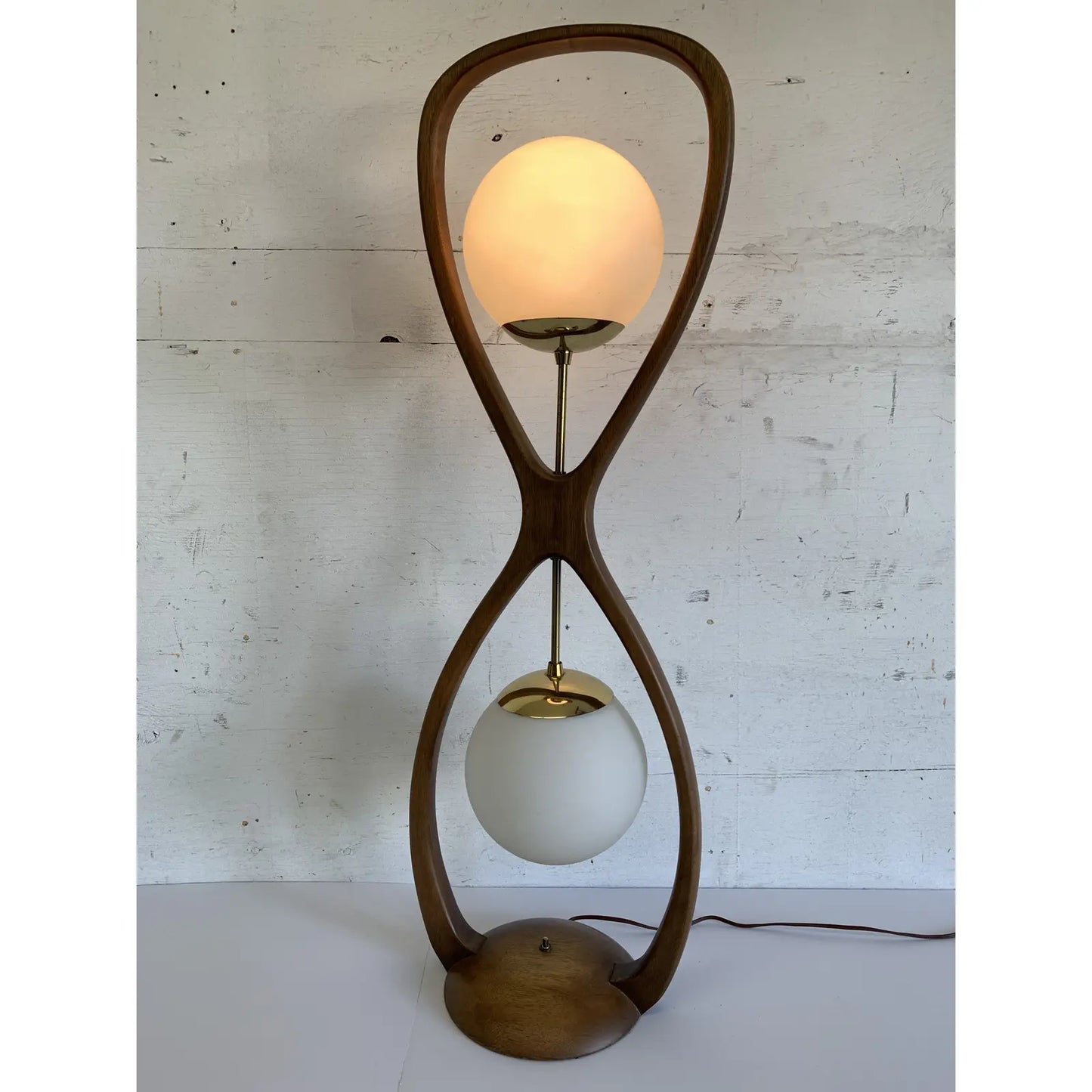 Mid-Century Modern Sculptural Walnut Globe Lamp