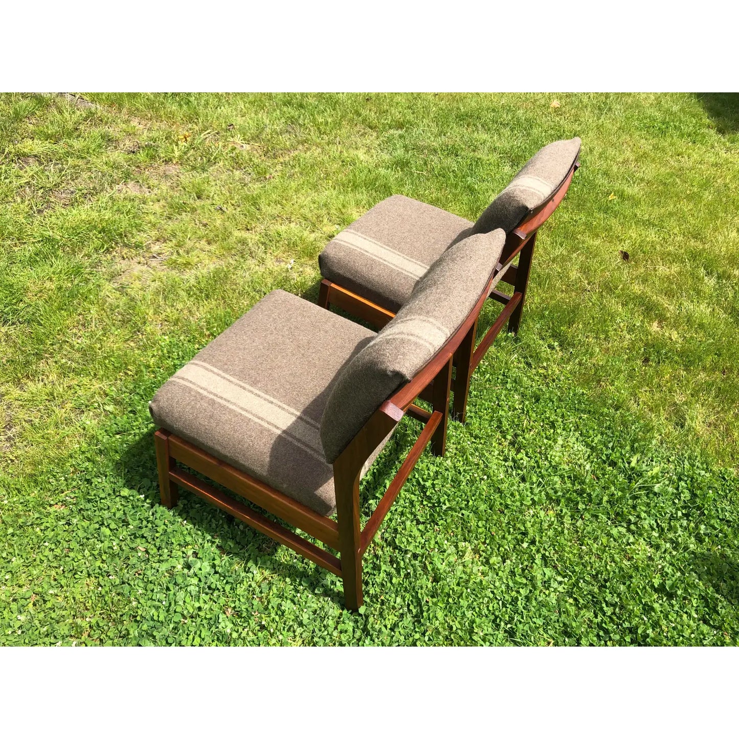 Mid-Century Modern Solid Walnut Lounge Chairs - 2 Pieces