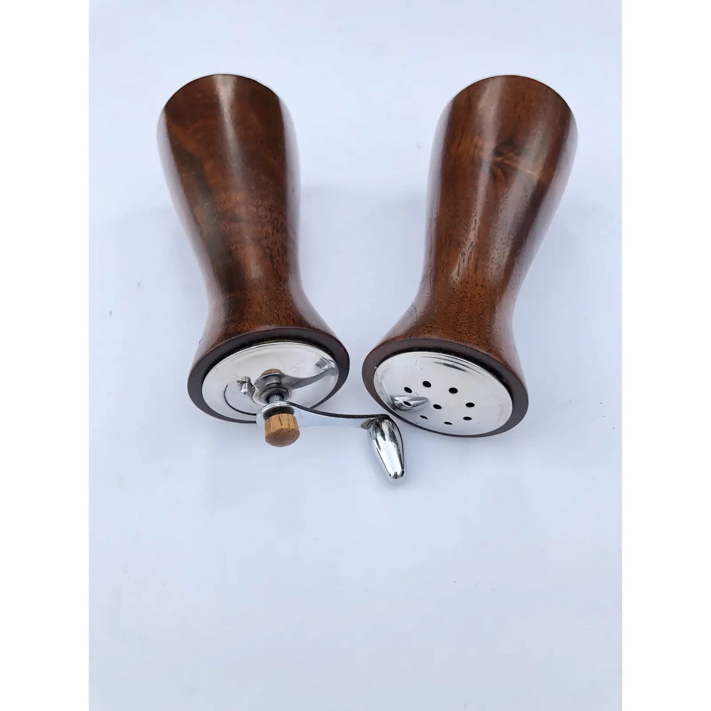 Mid Century Modern Solid Walnut Salt & Pepper Grinder- a Pair