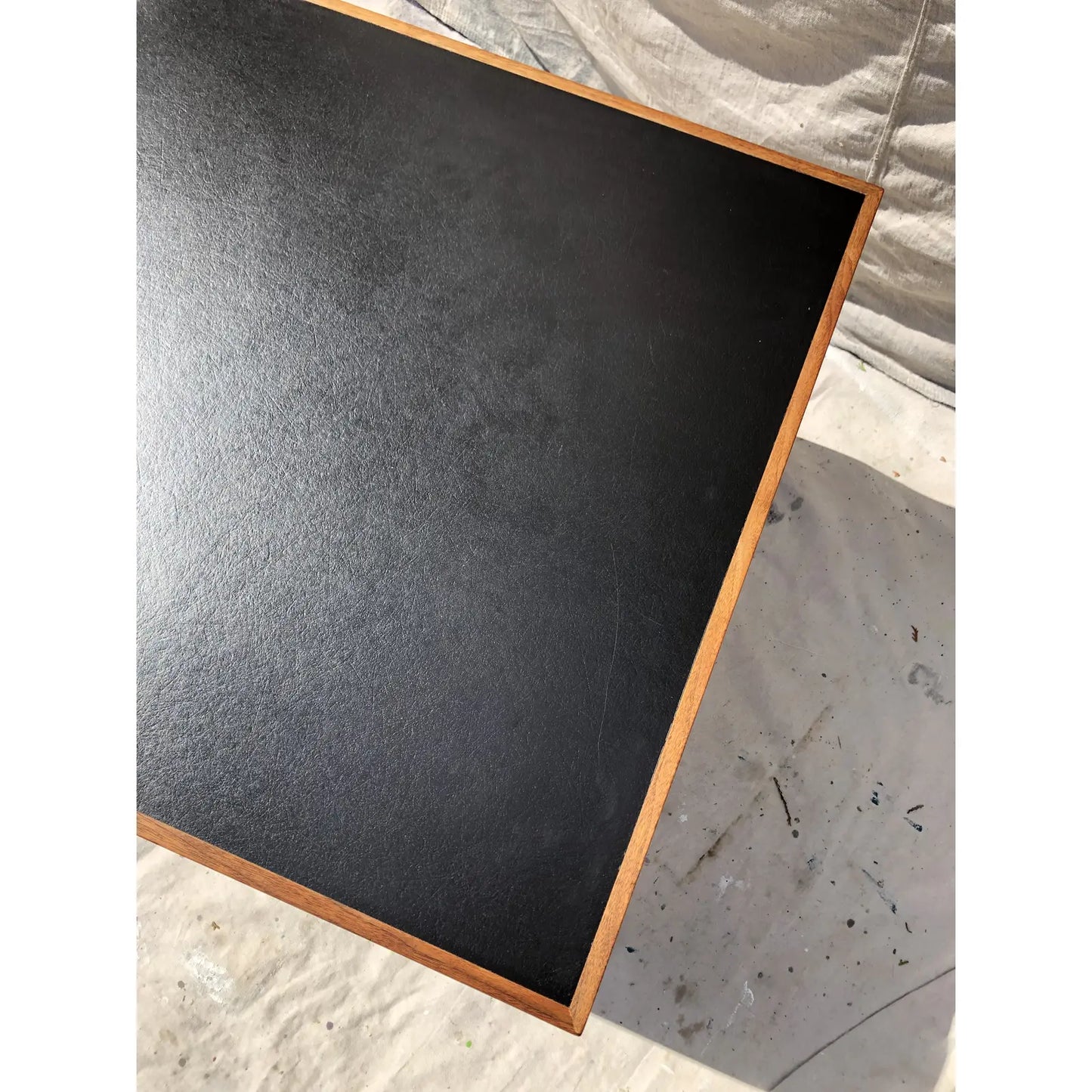 Mid-Century Modern Walnut & Faux Leather Coffee Table