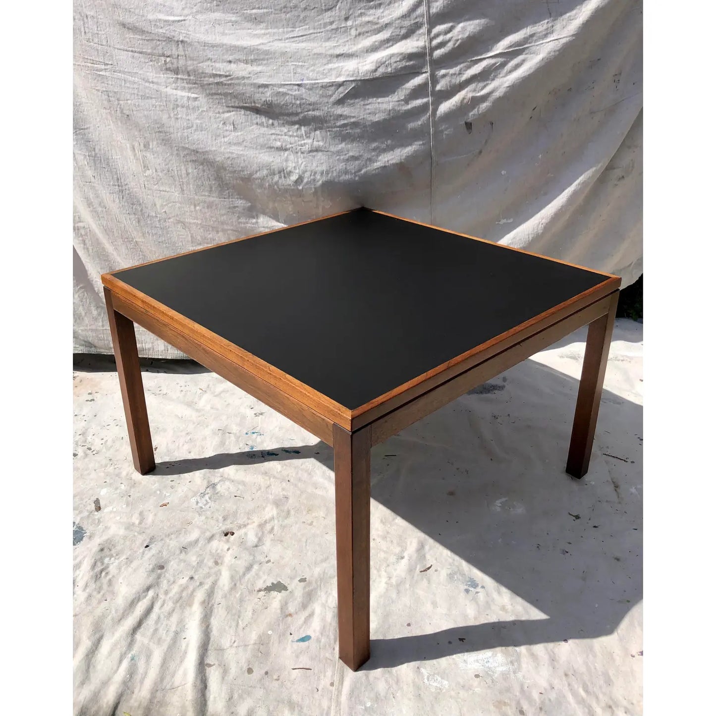 Mid-Century Modern Walnut & Faux Leather Coffee Table
