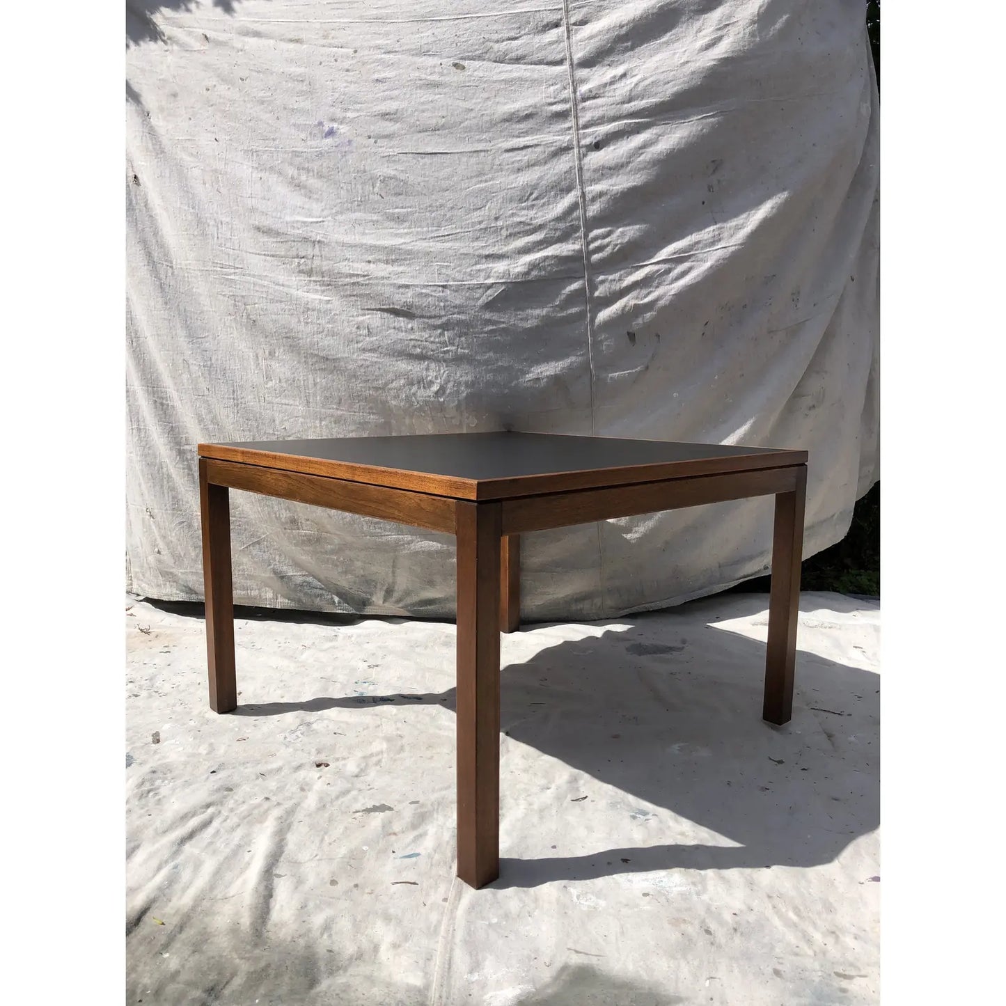 Mid-Century Modern Walnut & Faux Leather Coffee Table