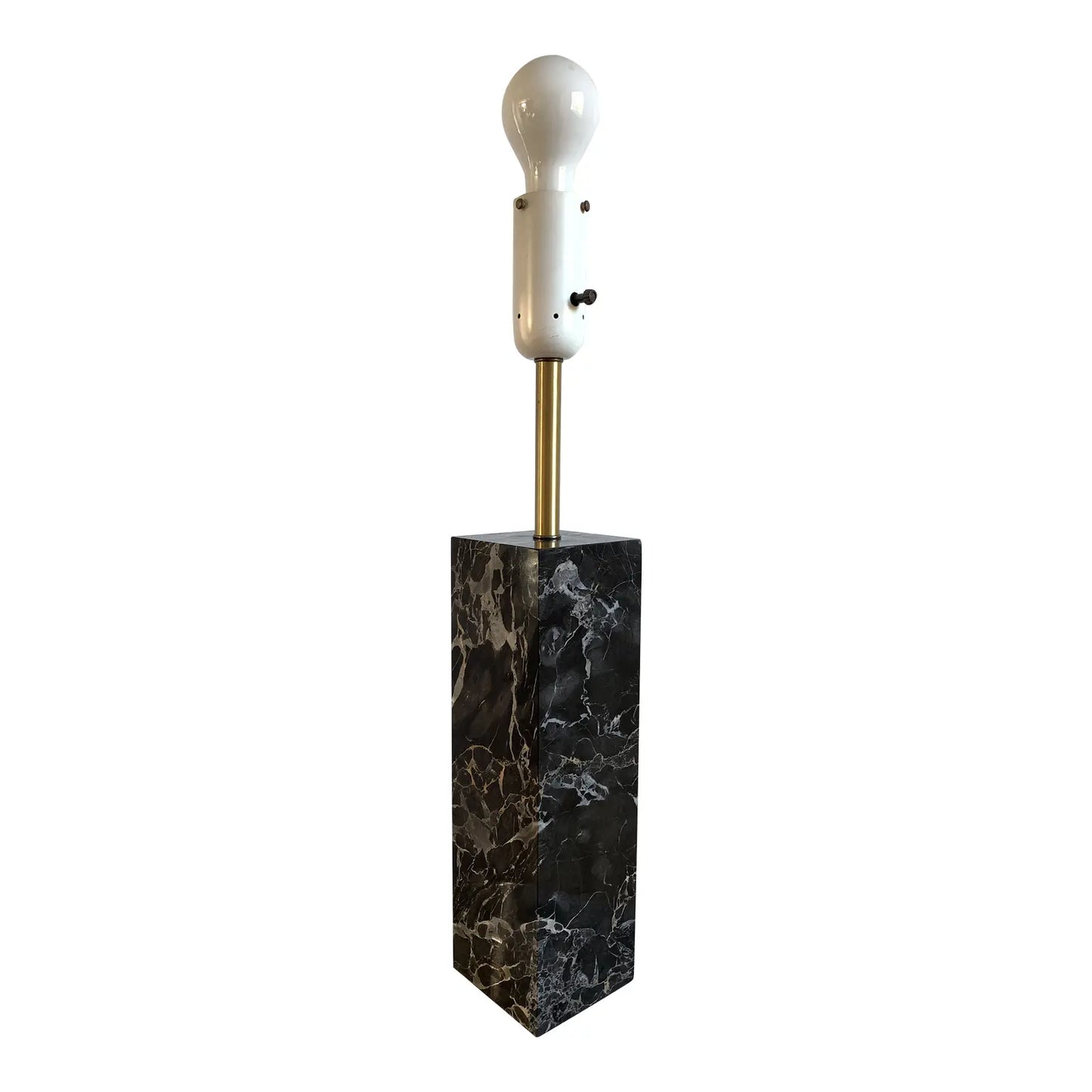 Mid-Century Modern Walter Von Nessen Table Lamp in Black Variegated Marble