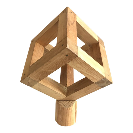 Mid-Century Modern Wood Cube Sculpture