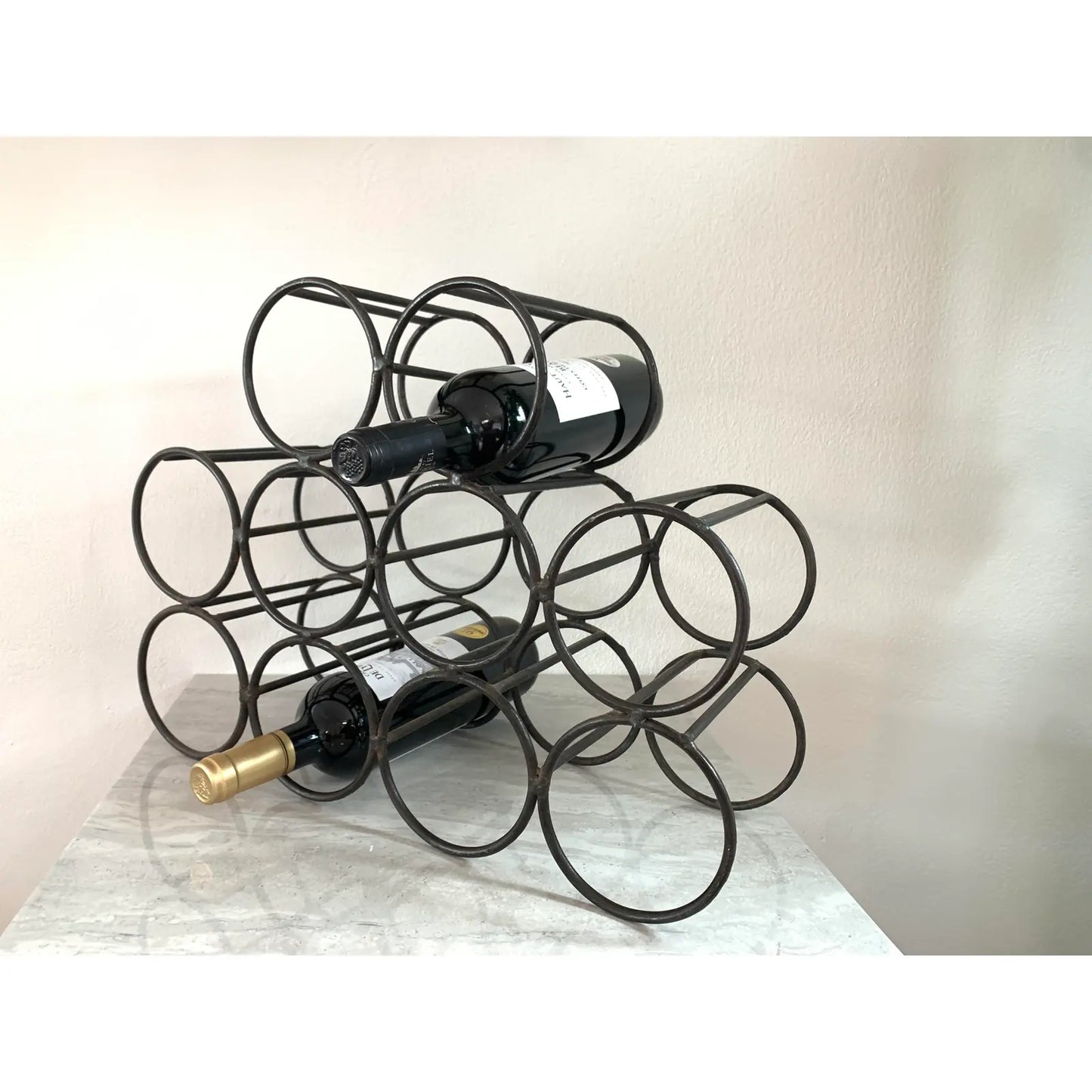 Mid-Century Modernist Welded Iron Minimalist Wine Rack