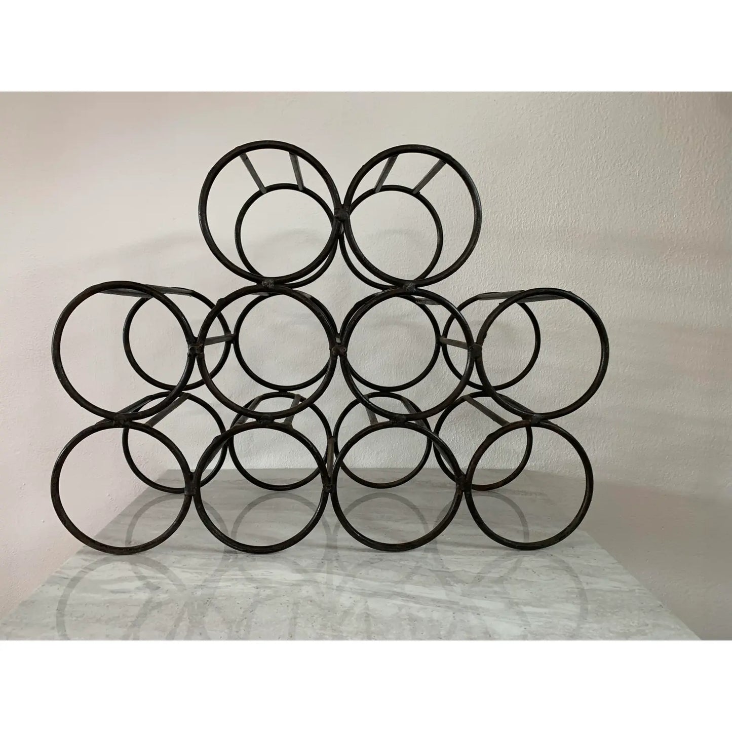 Mid-Century Modernist Welded Iron Minimalist Wine Rack