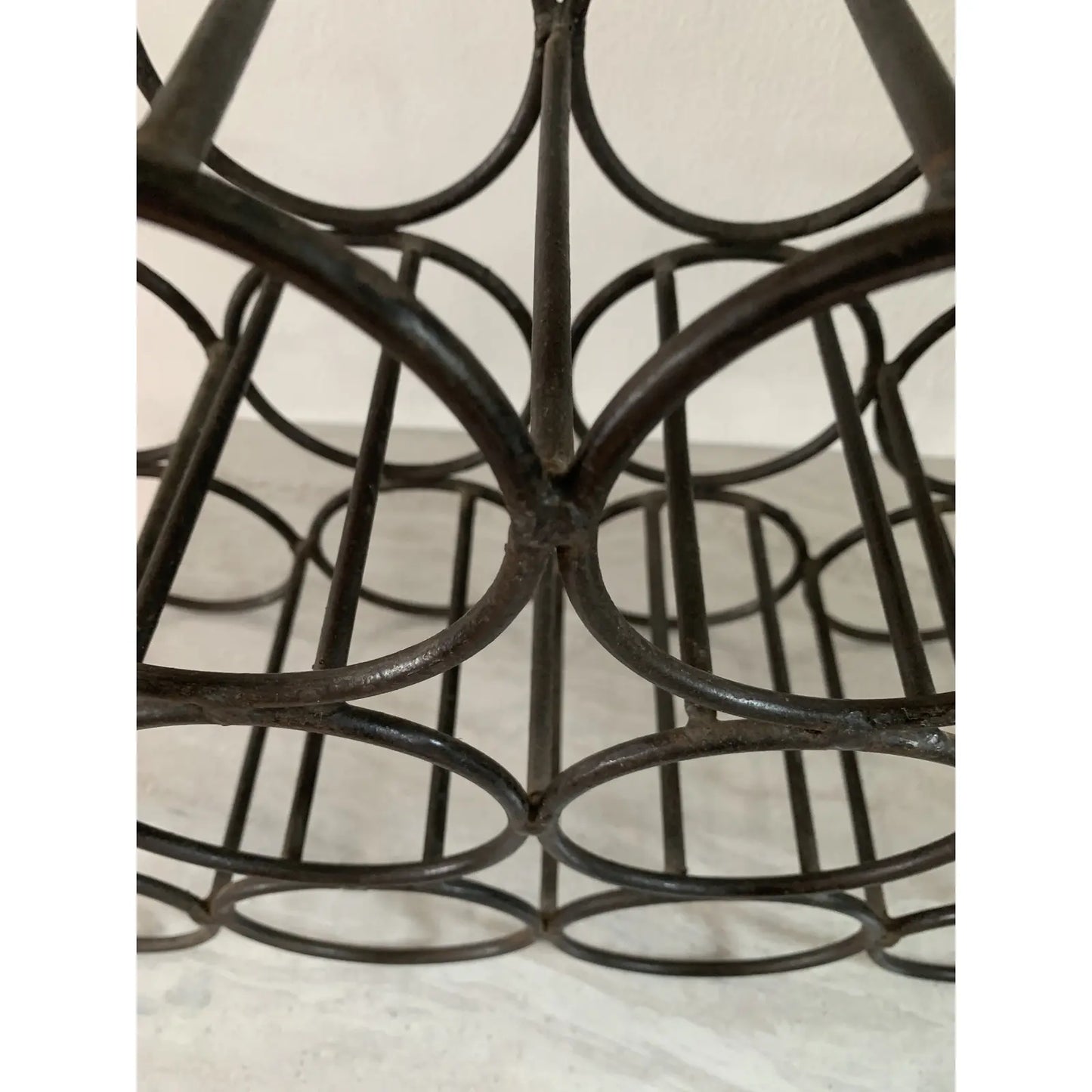 Mid-Century Modernist Welded Iron Minimalist Wine Rack