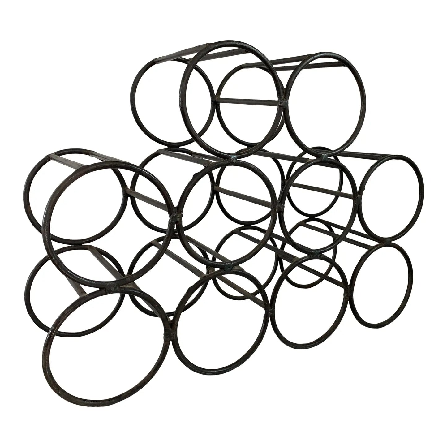 Mid-Century Modernist Welded Iron Minimalist Wine Rack
