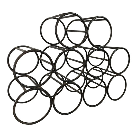 Mid-Century Modernist Welded Iron Minimalist Wine Rack