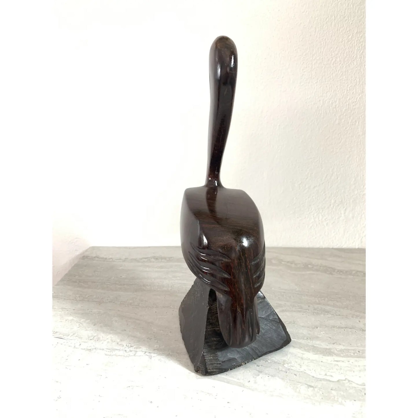 Mid-Century Solid Rosewood Pelican Figure