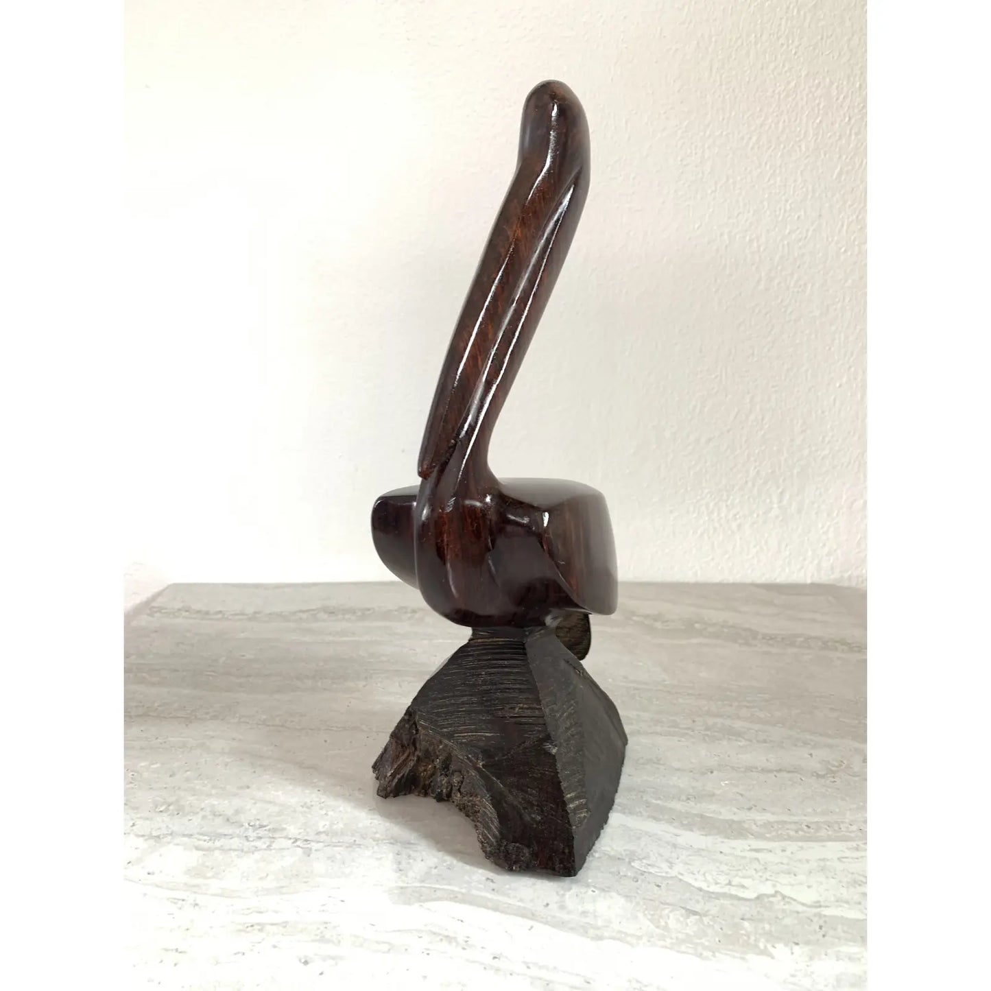 Mid-Century Solid Rosewood Pelican Figure