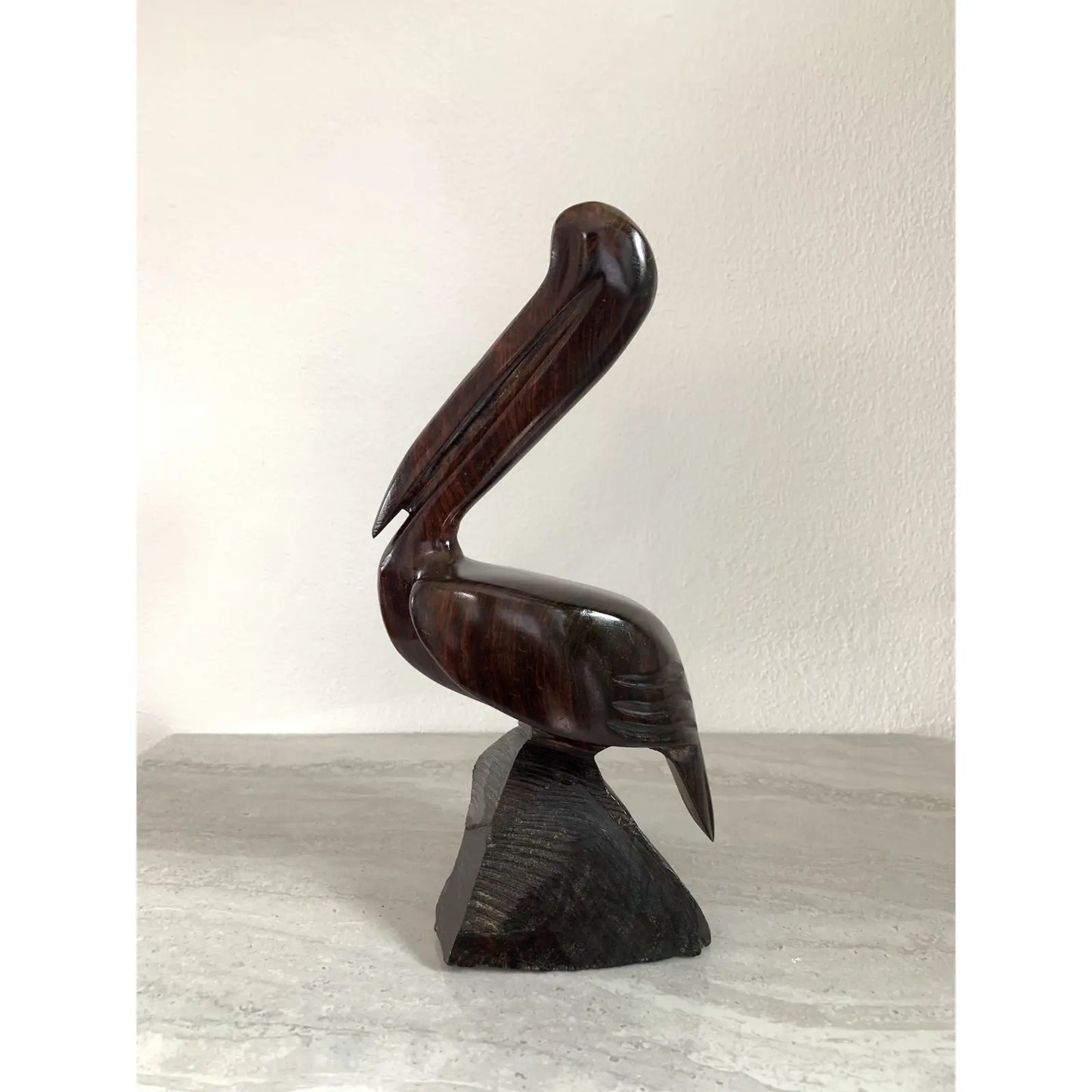 Mid-Century Solid Rosewood Pelican Figure