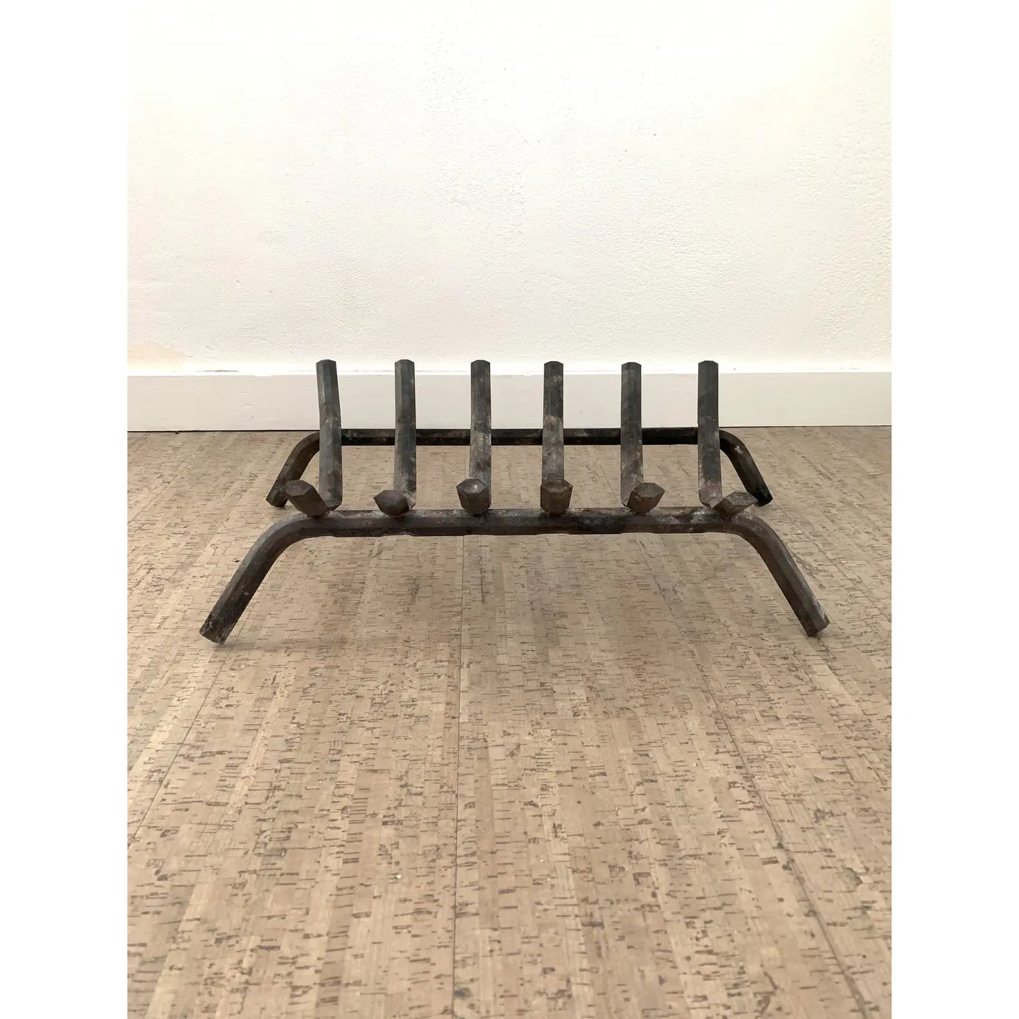Mid-Century Wrought Iron Fireplace Insert Grate / Log Holder