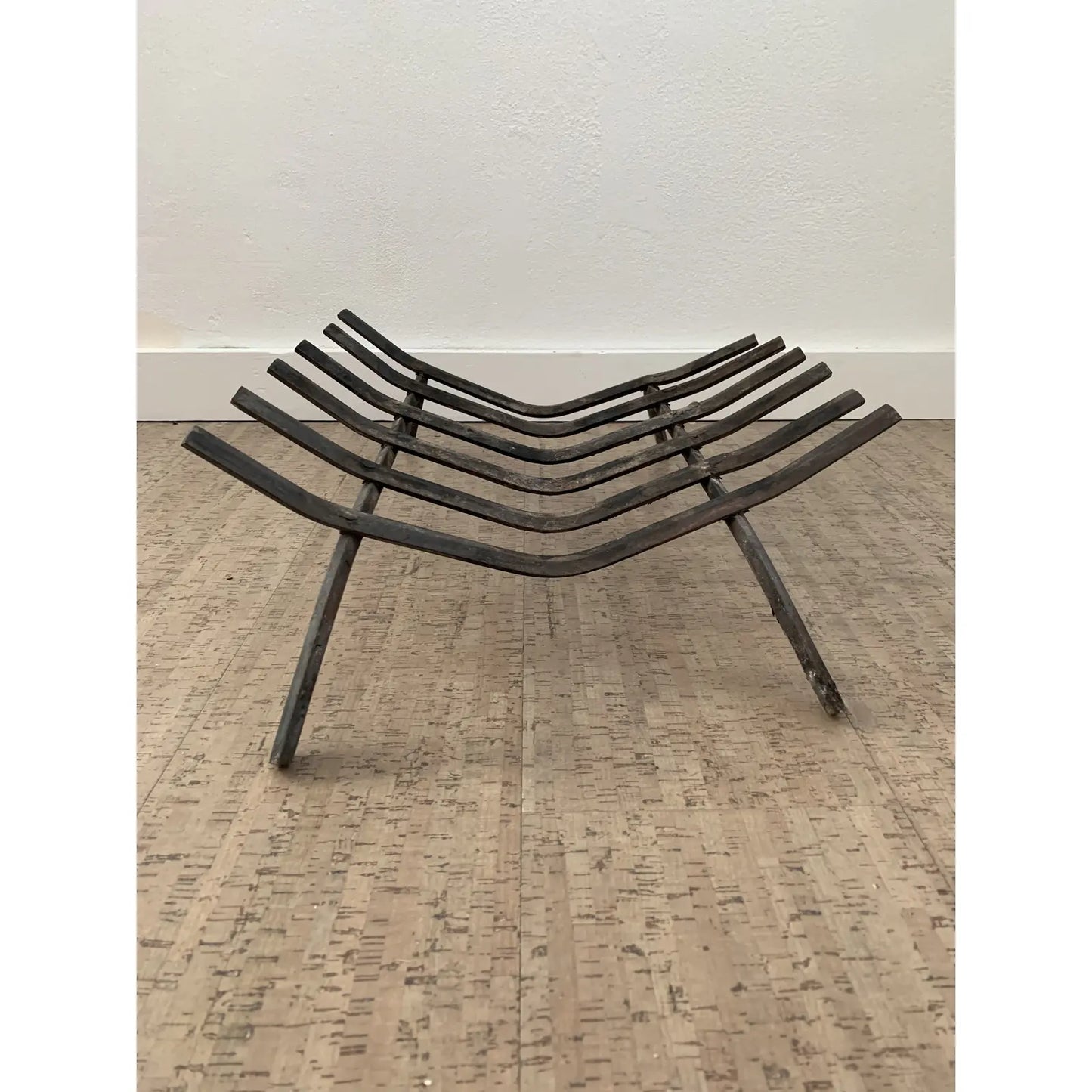 Mid-Century Wrought Iron Fireplace Insert Grate / Log Holder