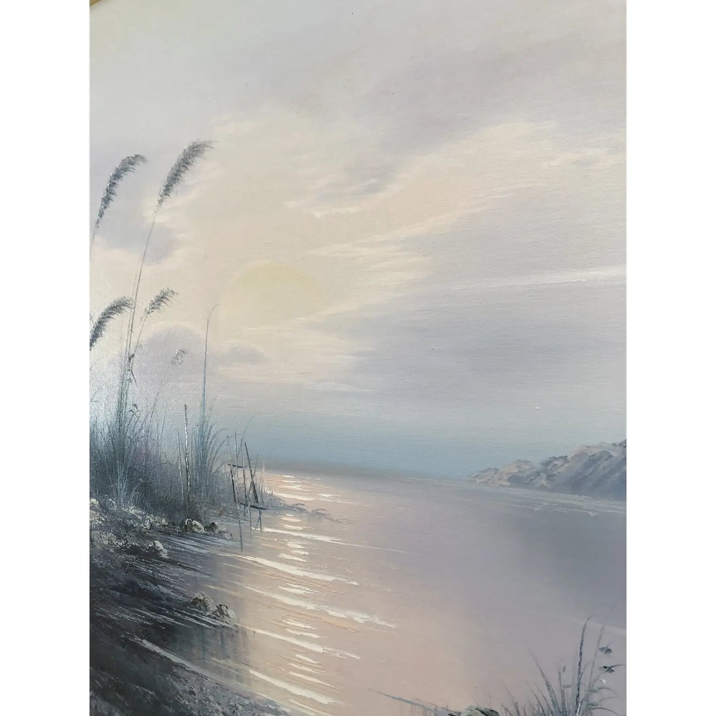 Nautical Seascape With Lighthouse Acrylic Painting on Canvas, Framed
