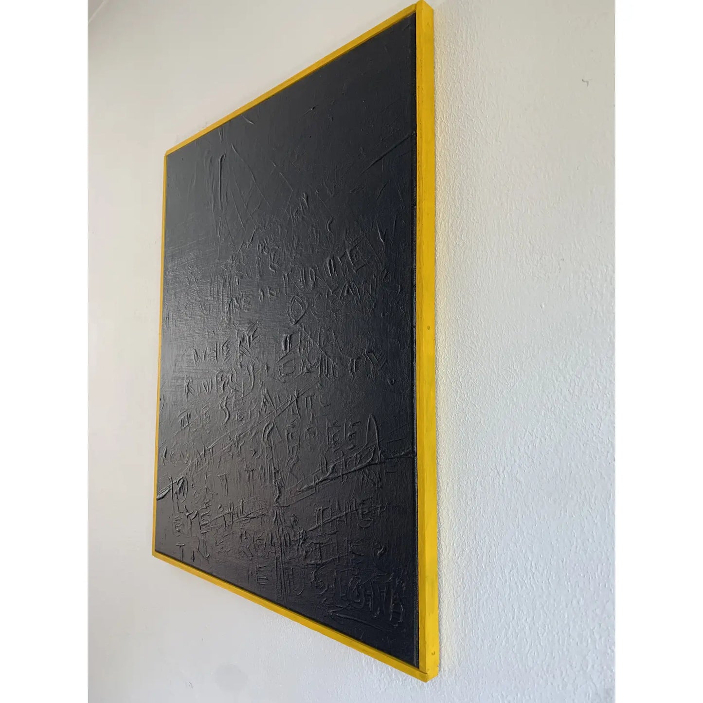 “Eidolons” Acrylic Painting on Canvas in Yellow Frame