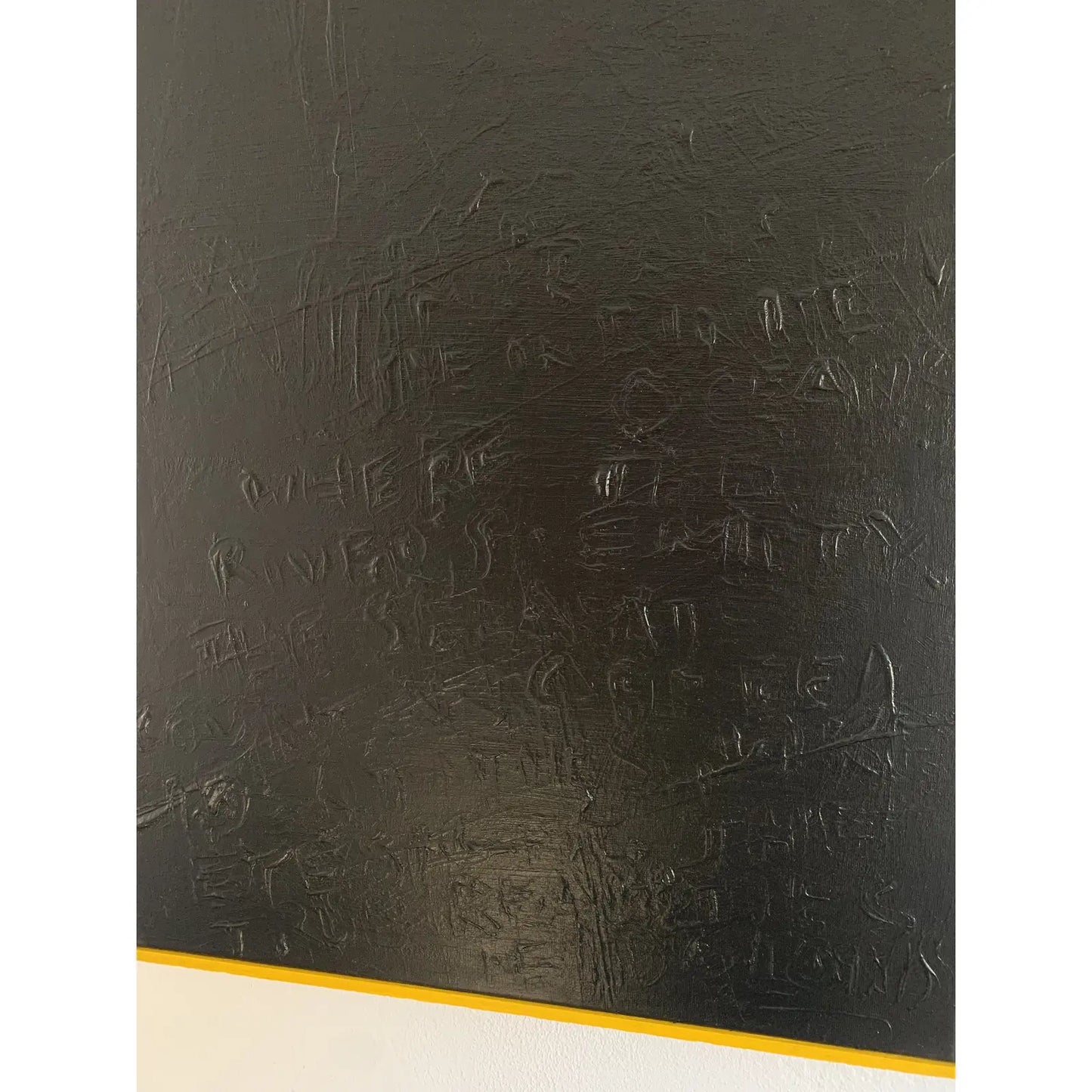“Eidolons” Acrylic Painting on Canvas in Yellow Frame