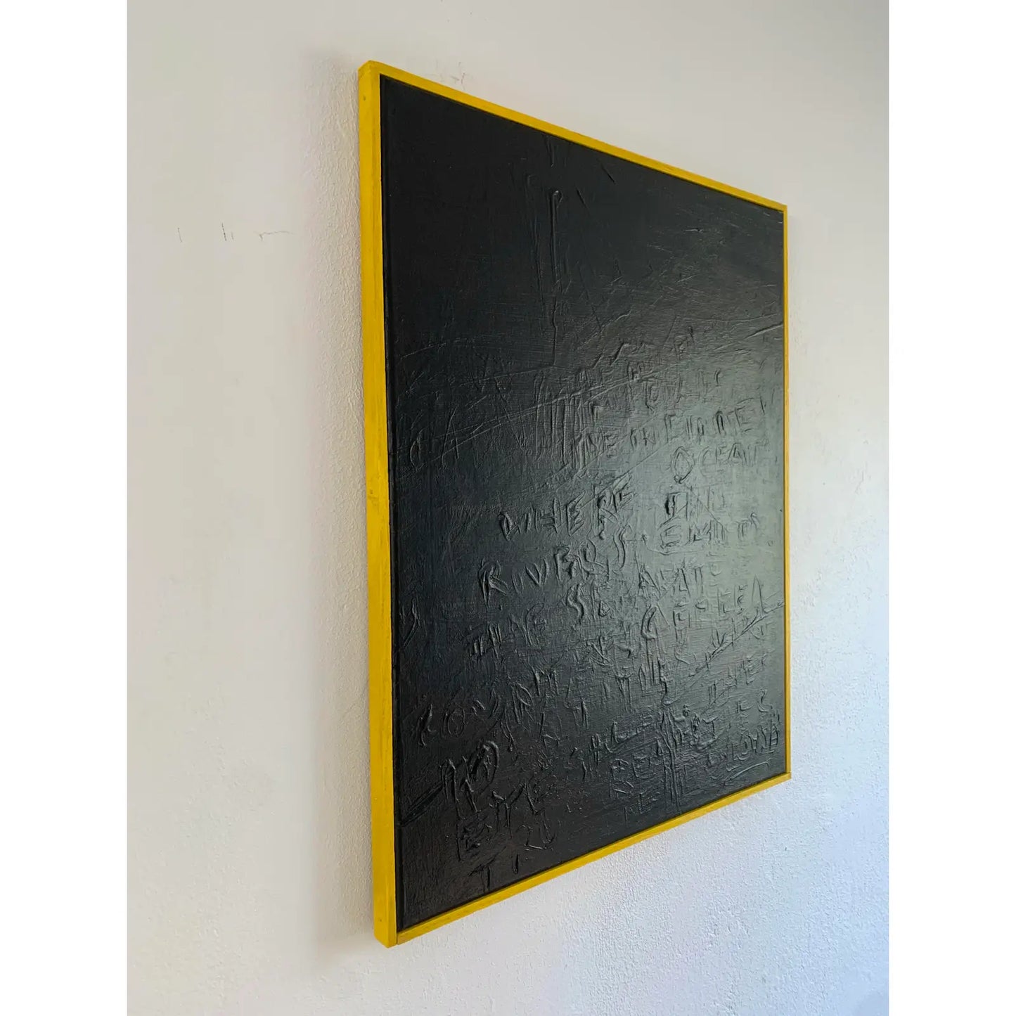 “Eidolons” Acrylic Painting on Canvas in Yellow Frame