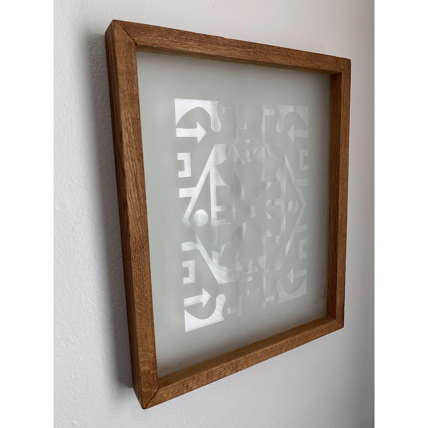 Scandinavian Mid-Century Style Etched Glass Wall Art