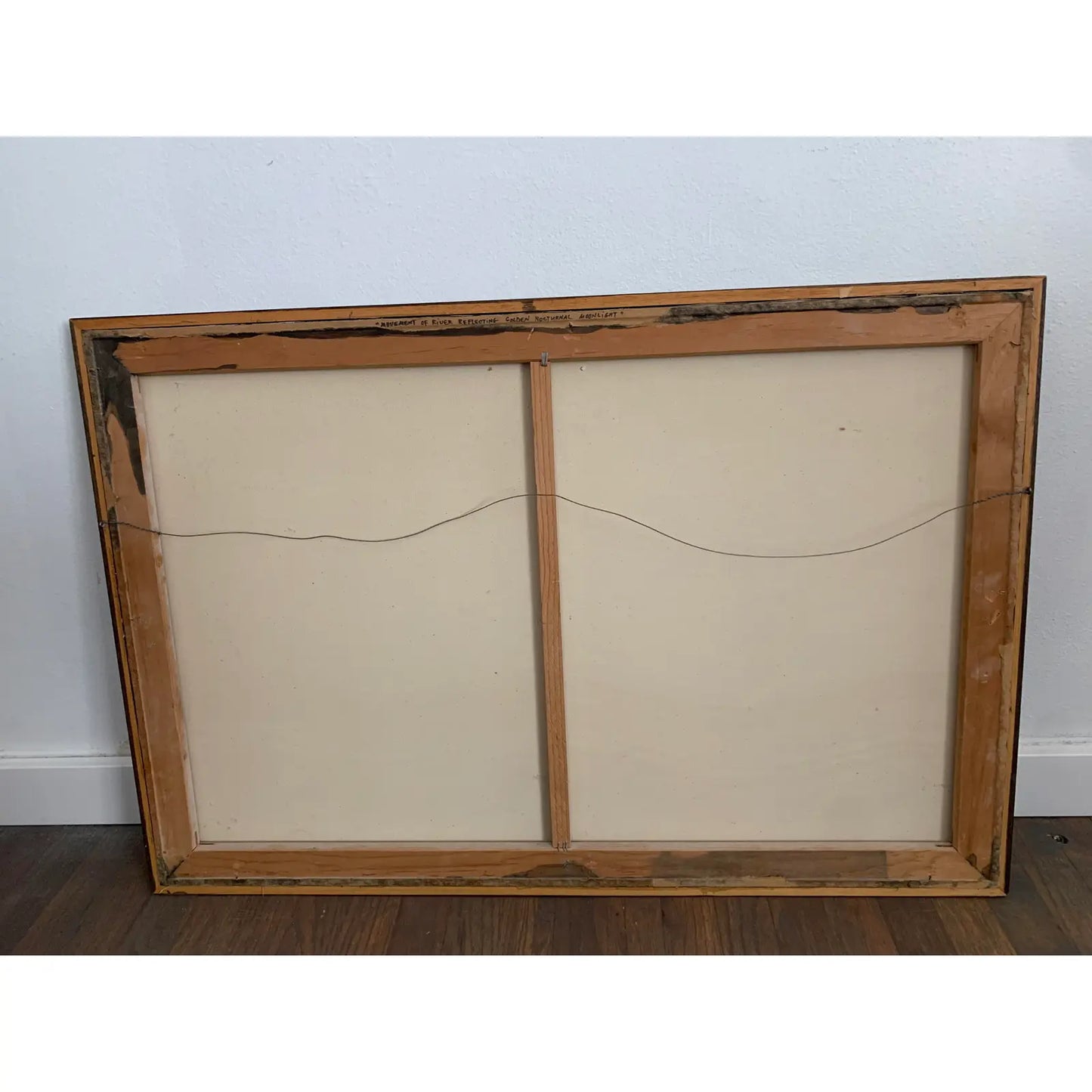 Signed 1975 Painting by James Farr Movement of River Reflecting Golden Nocturnal Moonlight