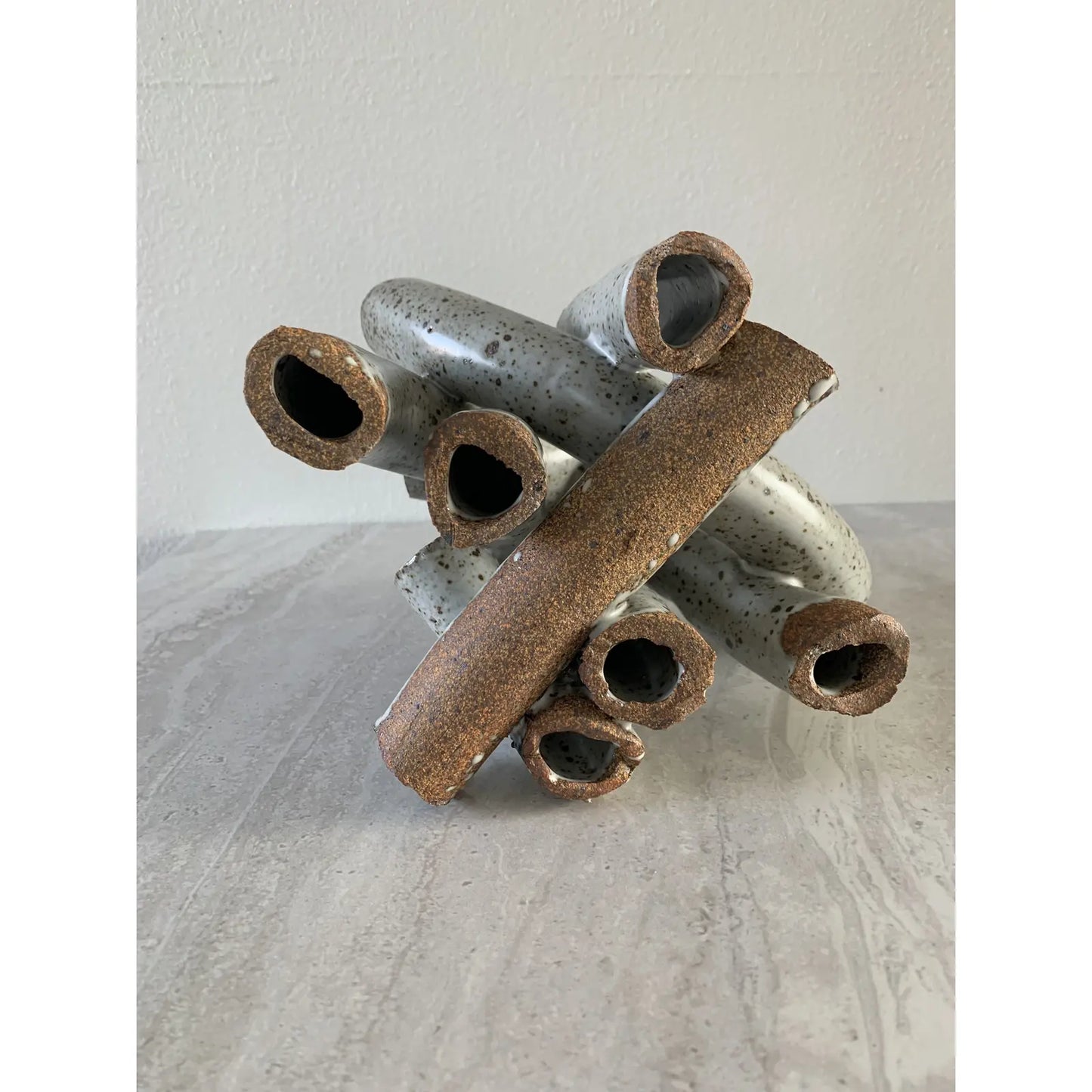 Studio Ceramic Abstract Tubular Glazed Stoneware Sculpture