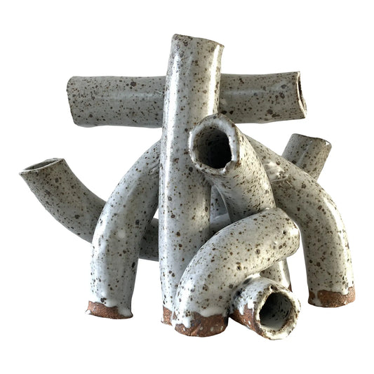 Studio Ceramic Abstract Tubular Glazed Stoneware Sculpture