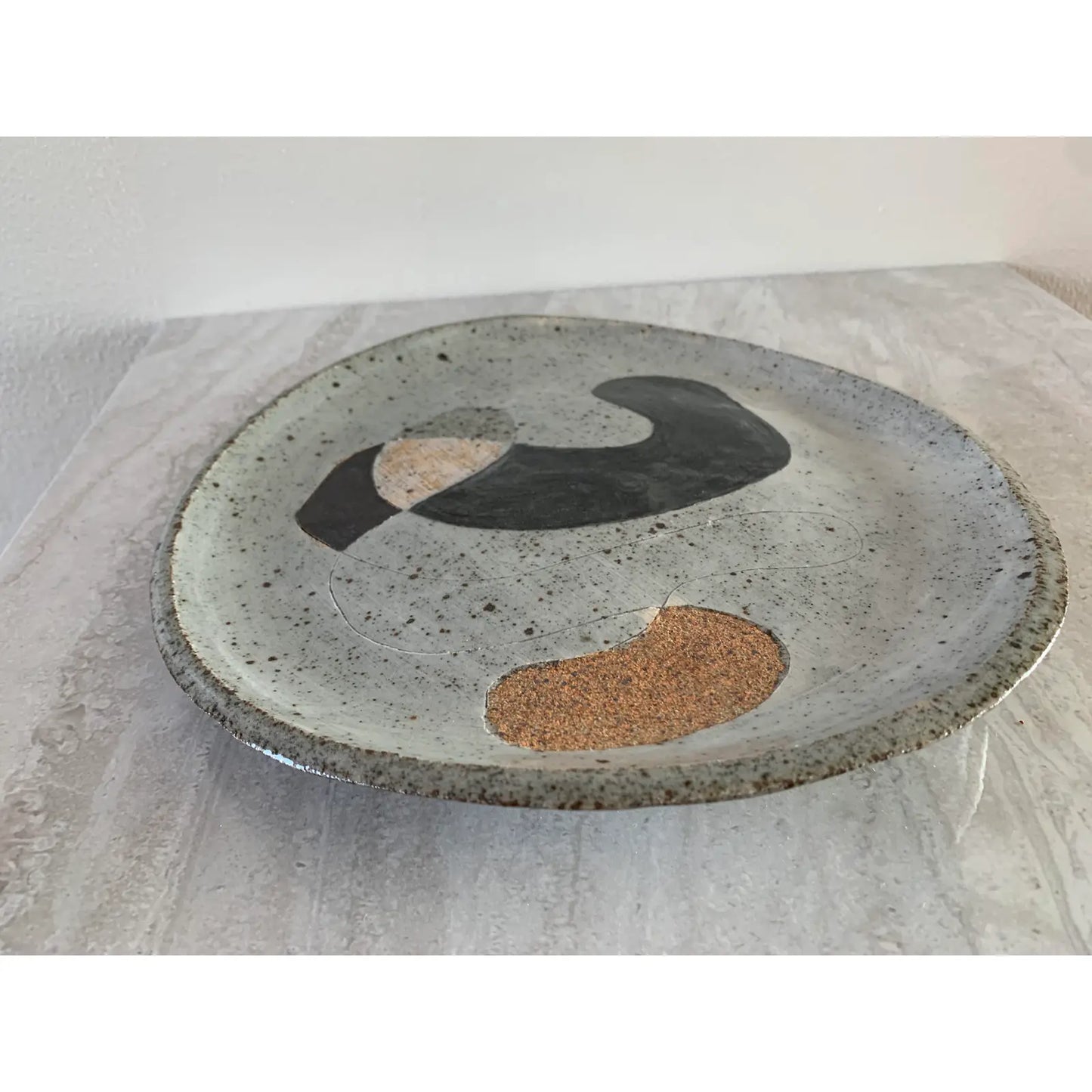 Studio Ceramic Platter With Abstract Decoration