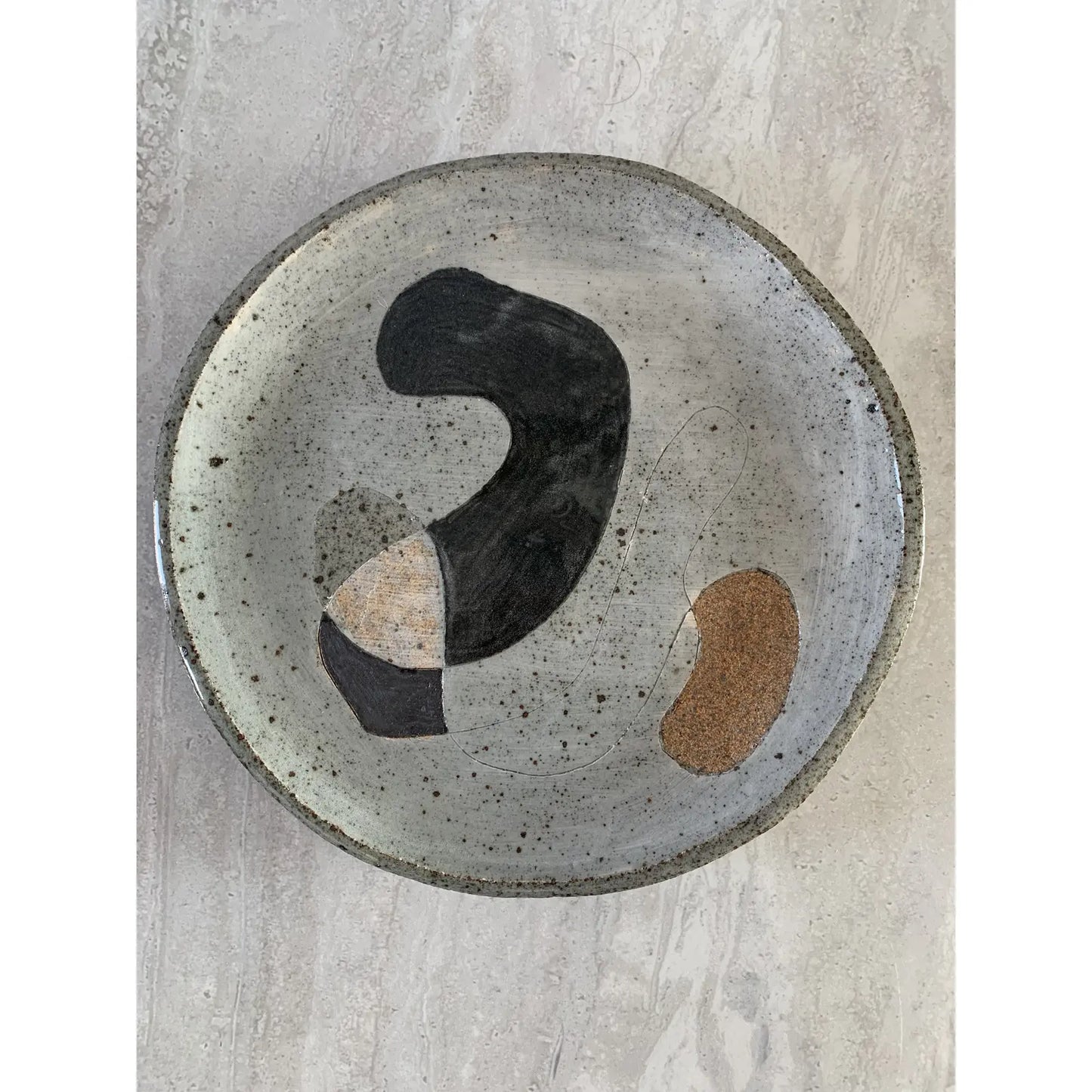 Studio Ceramic Platter With Abstract Decoration