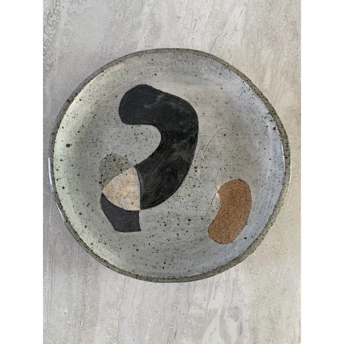 Studio Ceramic Platter With Abstract Decoration