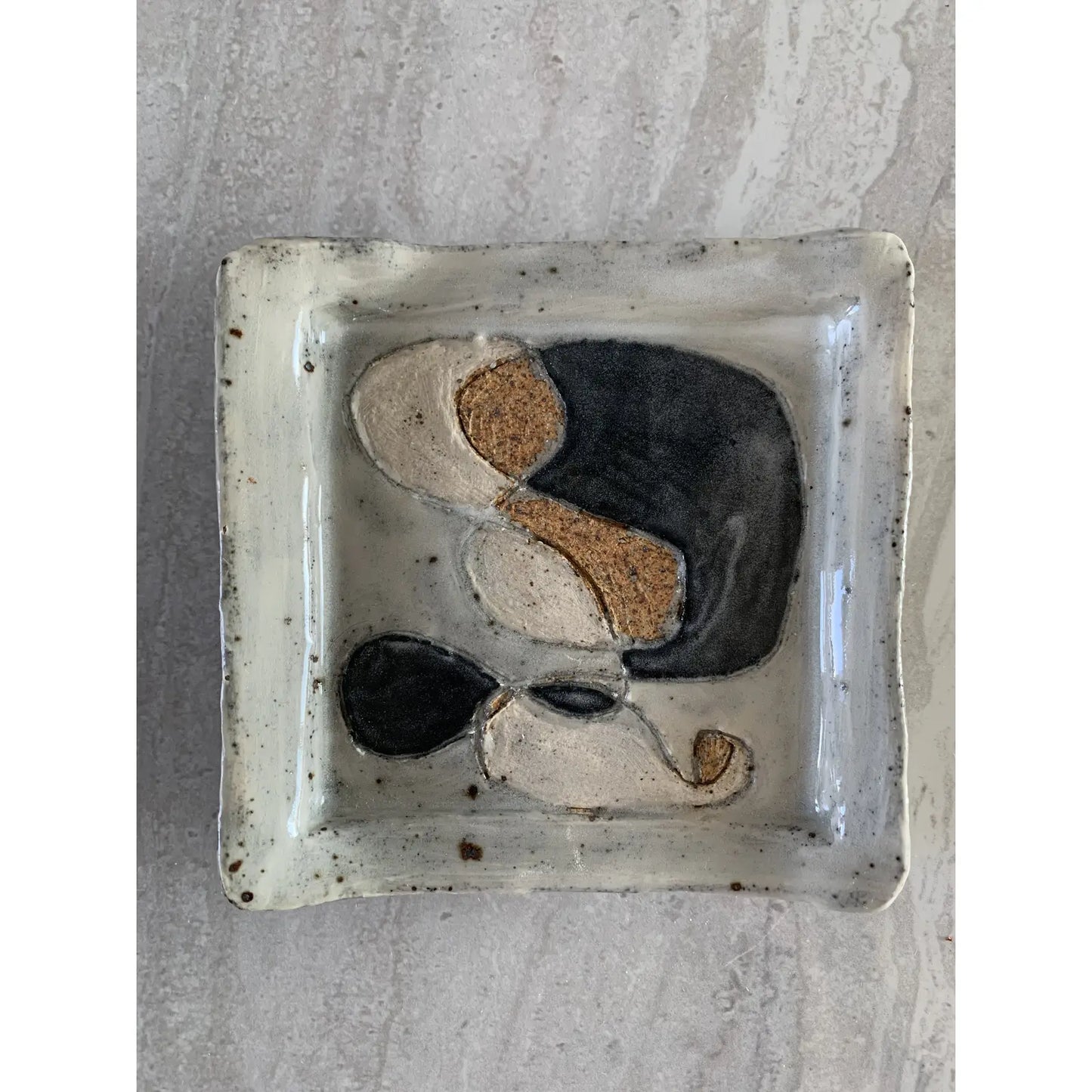 Studio Ceramic Tray With Abstract Decoration