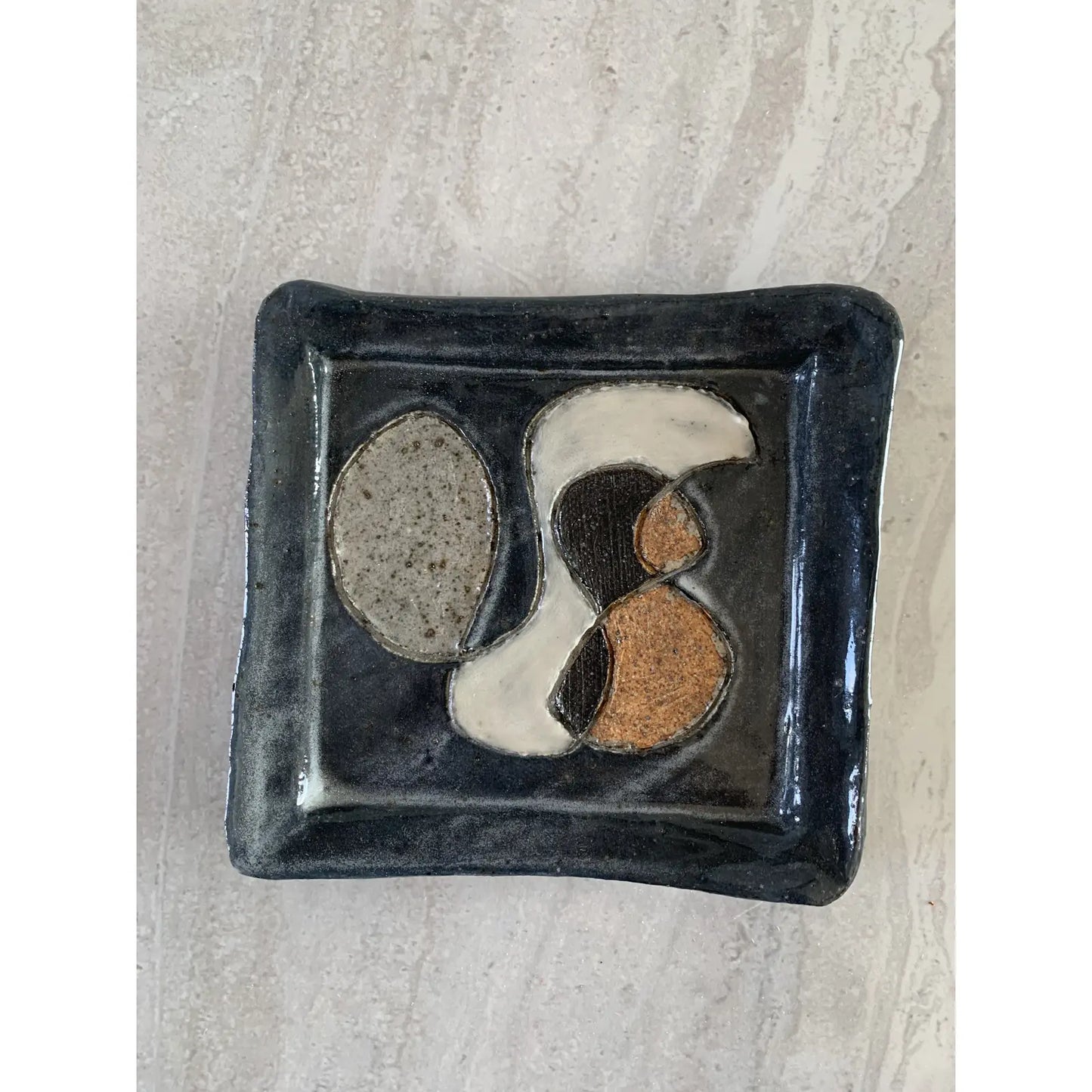 Studio Ceramic Tray With Abstract Decoration