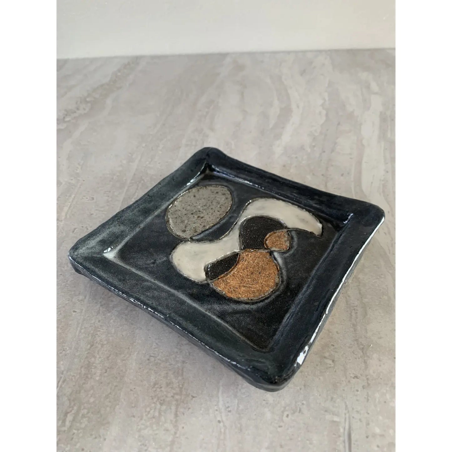 Studio Ceramic Tray With Abstract Decoration