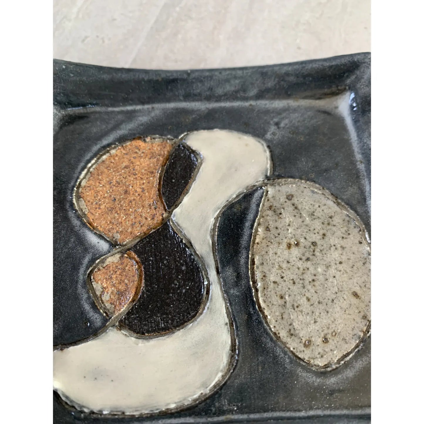 Studio Ceramic Tray With Abstract Decoration