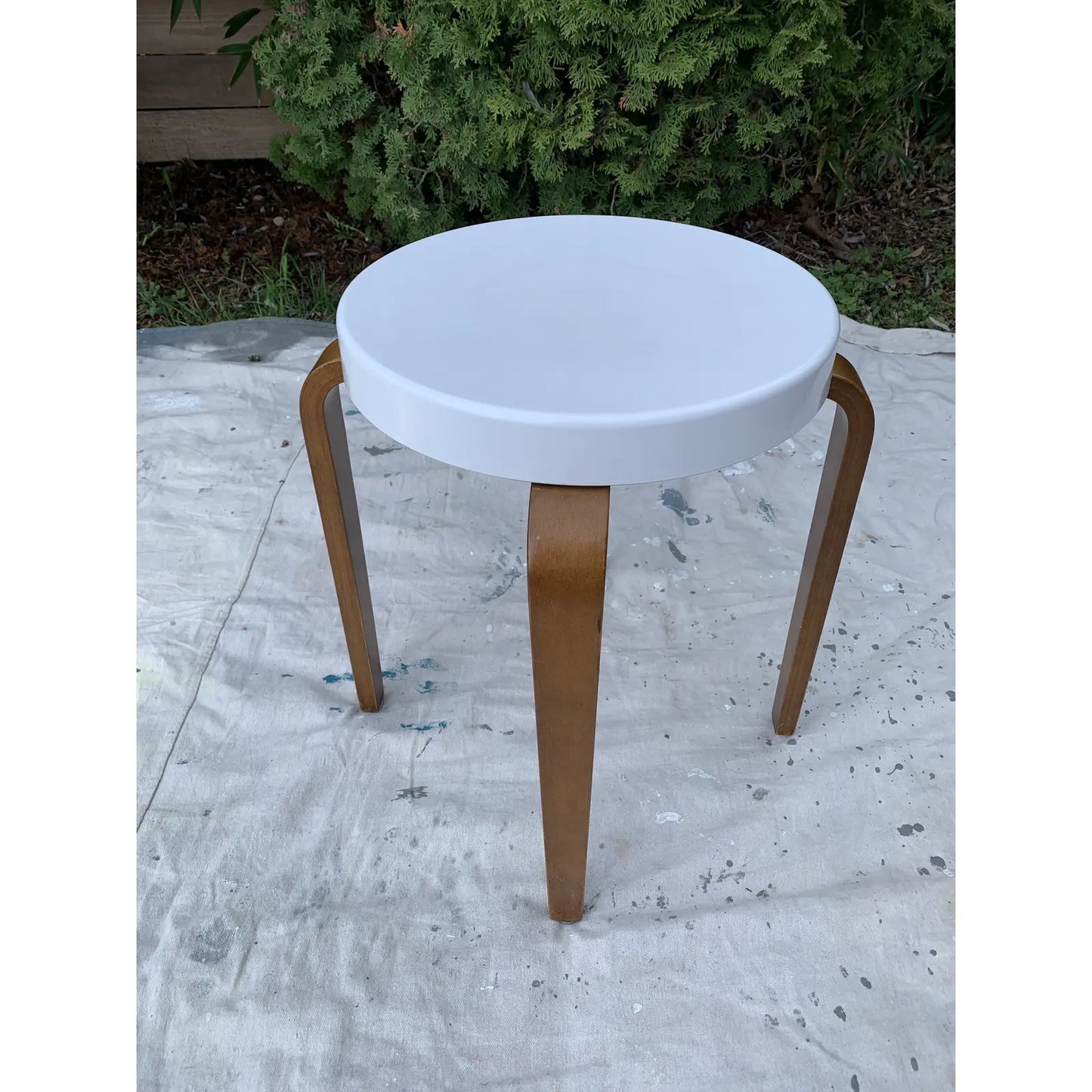 Thonet White Bakelite Top Bentwood Stool
