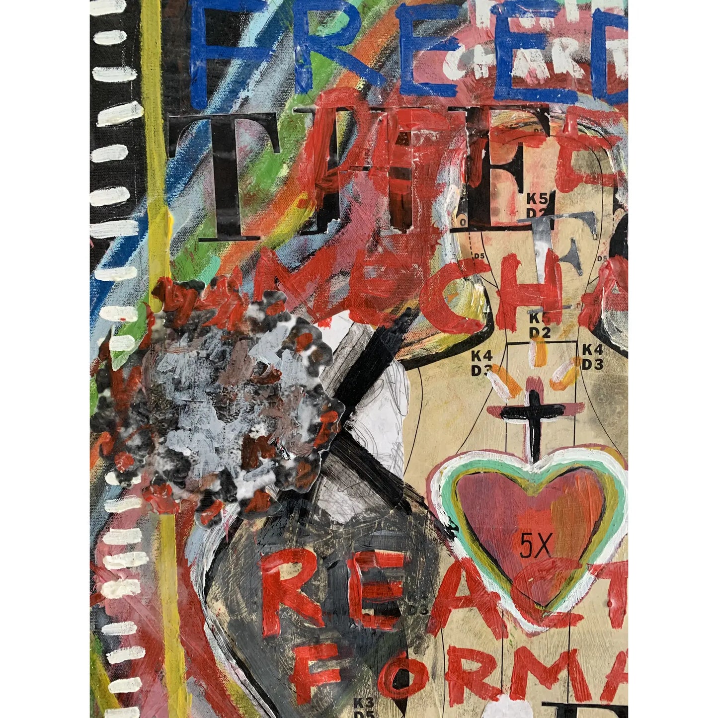"Time" Framed Mixed Media Work on Canvas