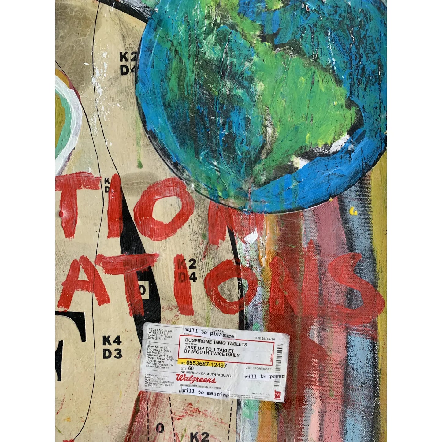 "Time" Framed Mixed Media Work on Canvas