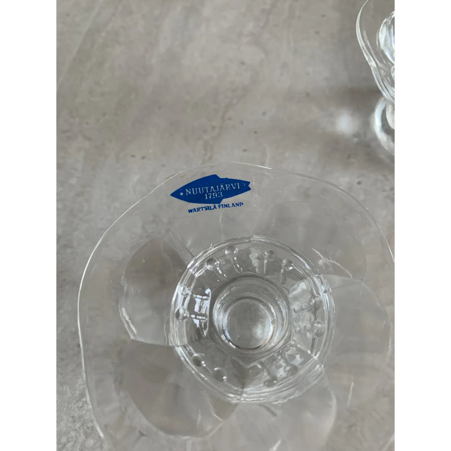 Vintage 1970s Nuutajärvi Wärtsilä Kerttu Nurminen Design Glass Candle Holders with Candles - a Pair