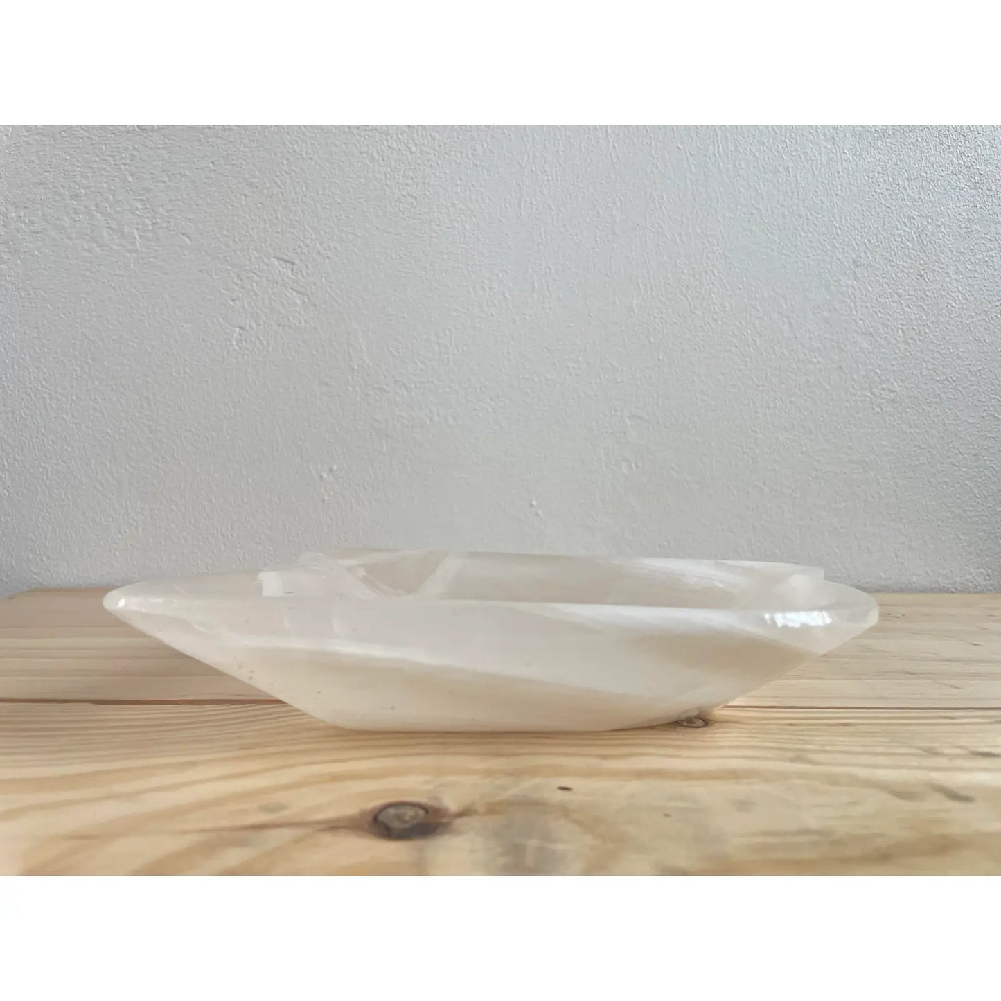 Vintage 1980s White Alabaster Marble Raw Stone Tray Dish