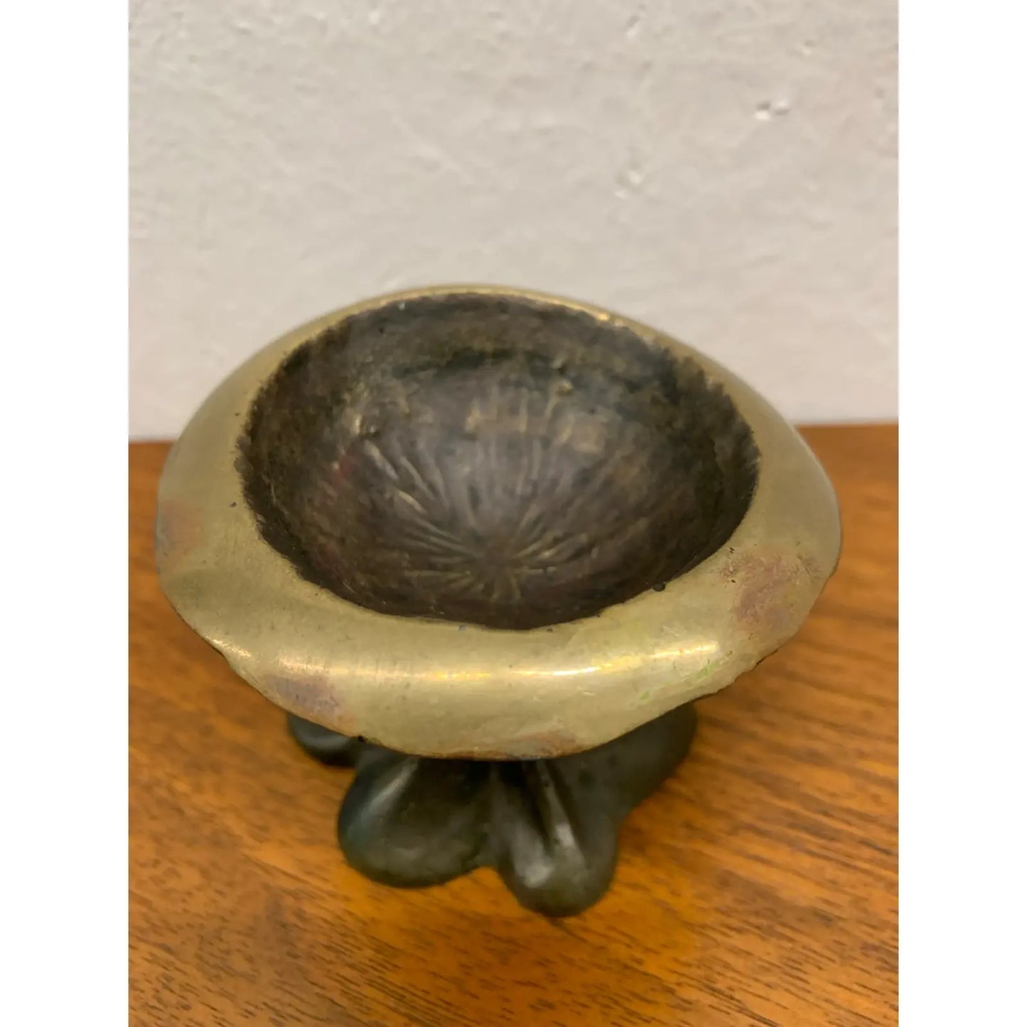 Vintage Bronze Mushroom Sculpture Bowl