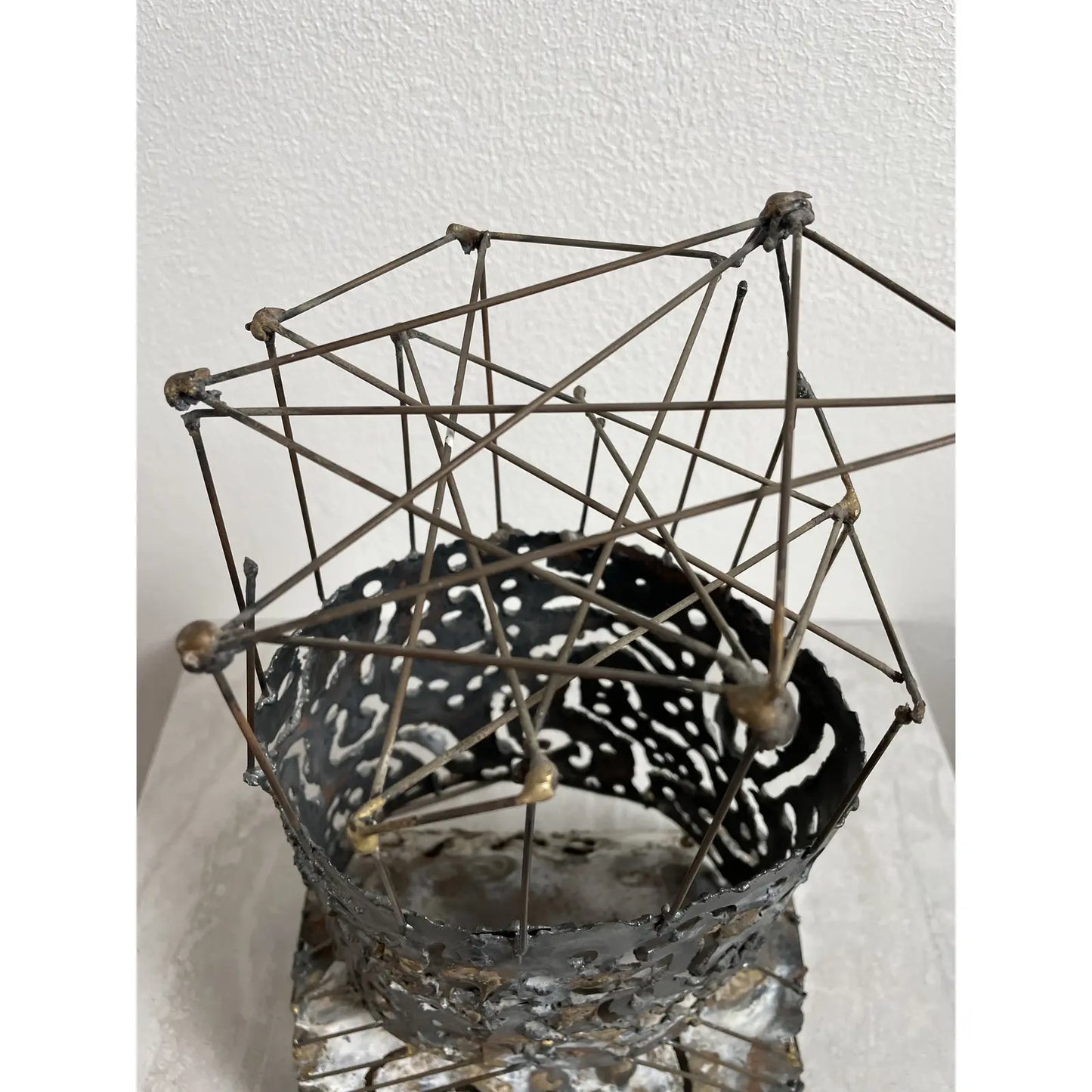 Vintage Brutalist Abstract Welded Architectural Metal Tower Sculpture