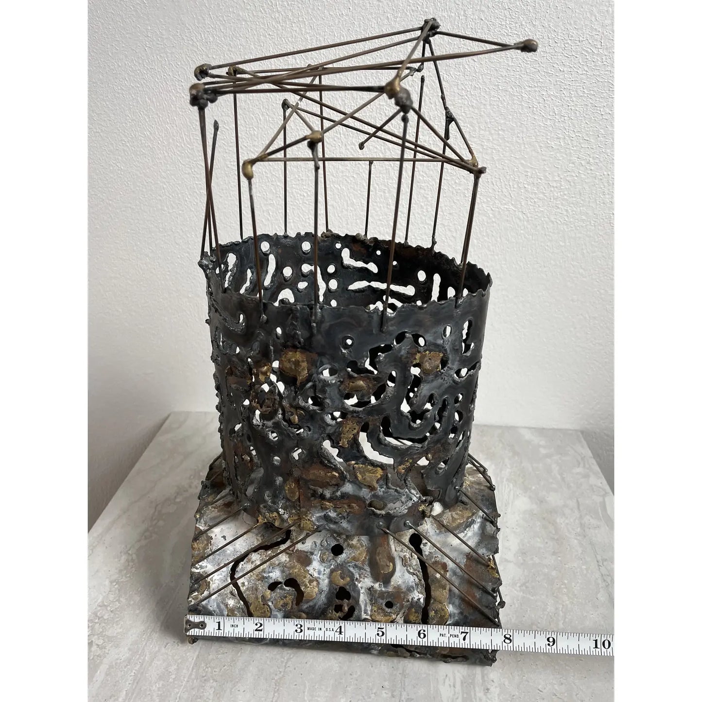 Vintage Brutalist Abstract Welded Architectural Metal Tower Sculpture