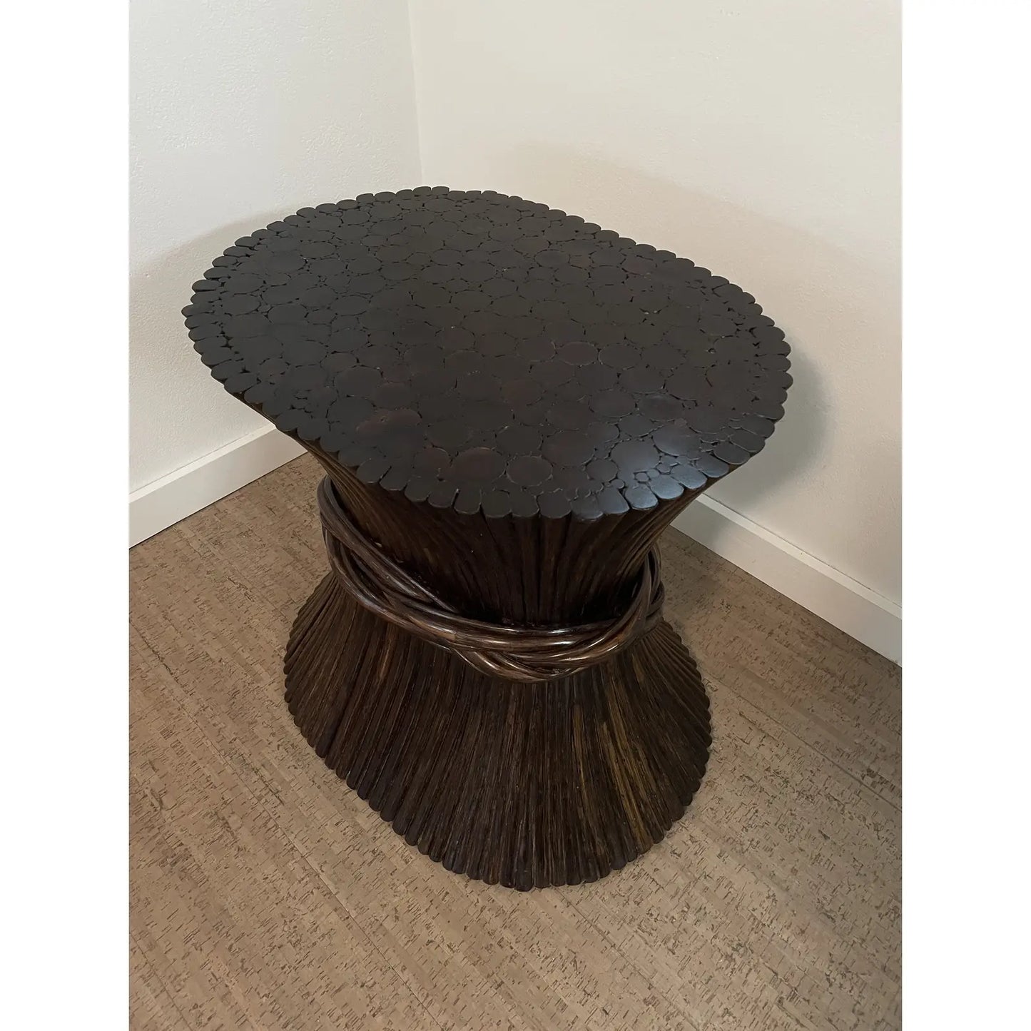 Vintage McGuire Wheat Sheaf Table Dark Patinated Circa 1970s